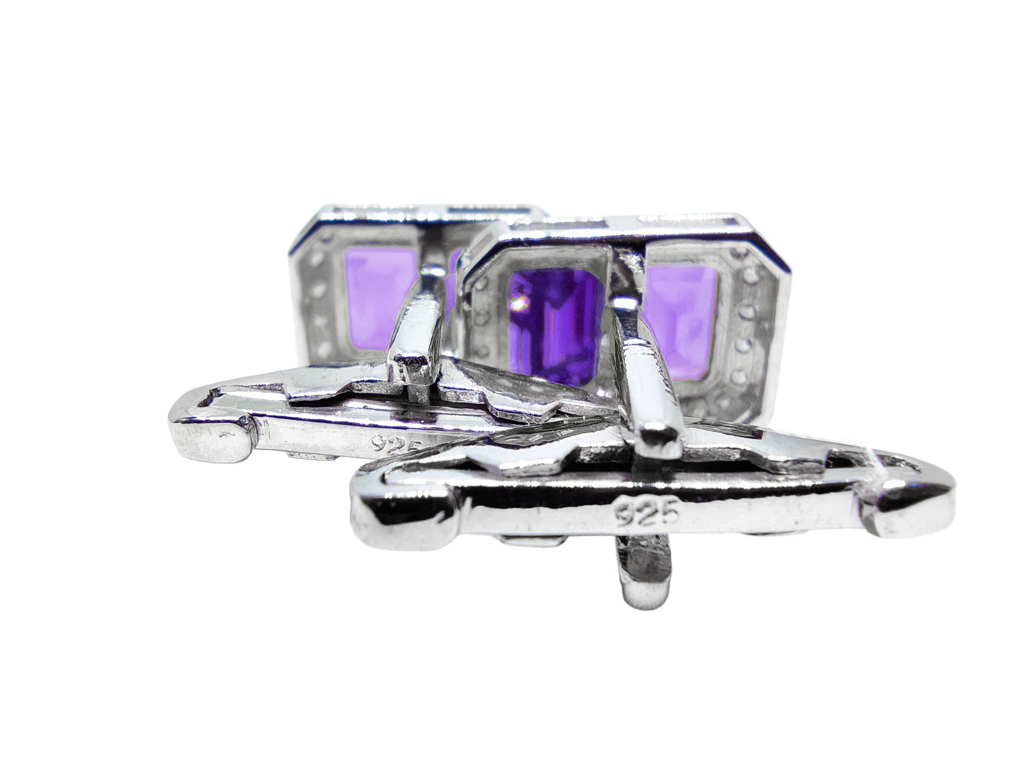 Mens Amethyst Cufflinks Sterling Silver Amethyst Men Cufflinks February Birthstone Cufflinks Men 6x8 mm Octagon Amethyst Cufflinks Big Cufflinks