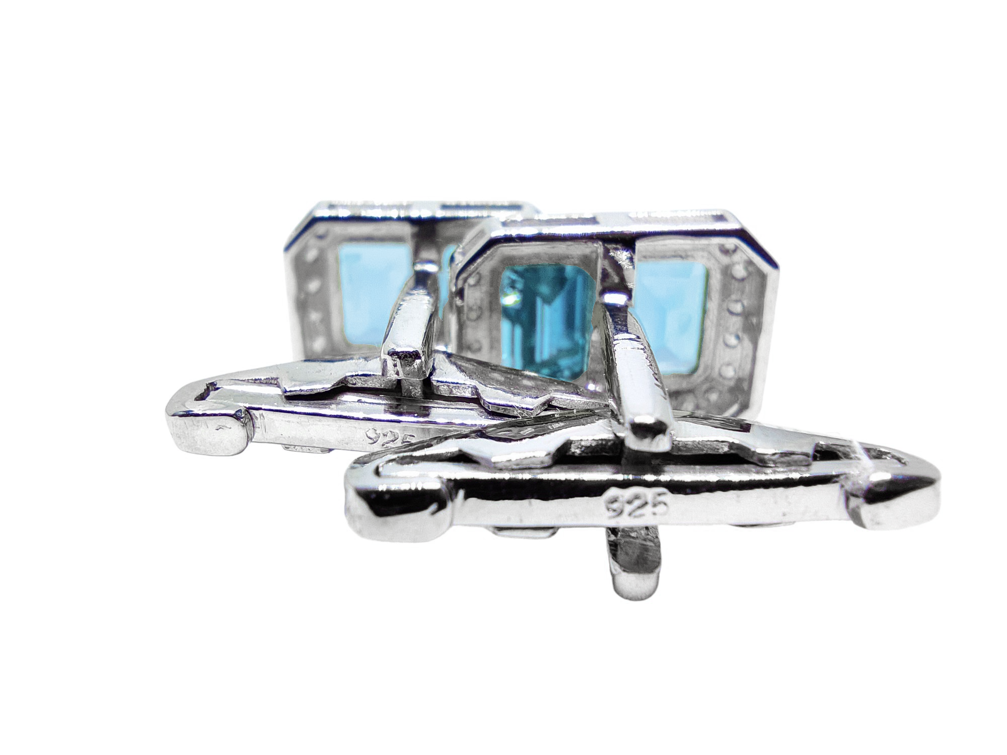 Mens Swiss Blue Topaz Cufflinks Sterling Silver Swiss Blue Topaz Men Cufflinks November Birthstone Cufflinks Men 6x8 mm Octagon Swiss Topaz Cufflinks Big Cufflinks