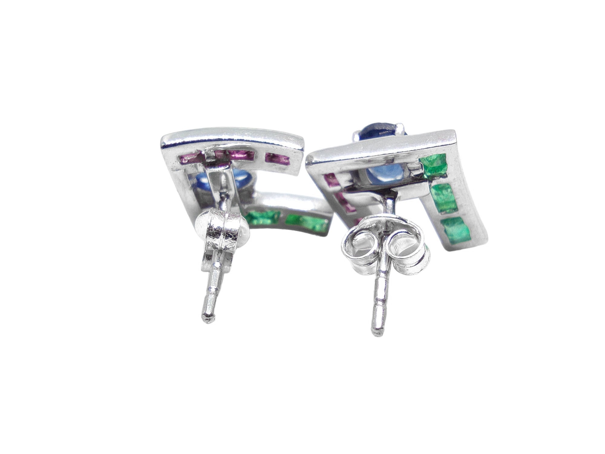 Natural Emerald Stud Earrings High Quality Emerald Sapphire Ruby Earrings Multi Color Natural gemstone Earrings May Sapphire July Birthstone