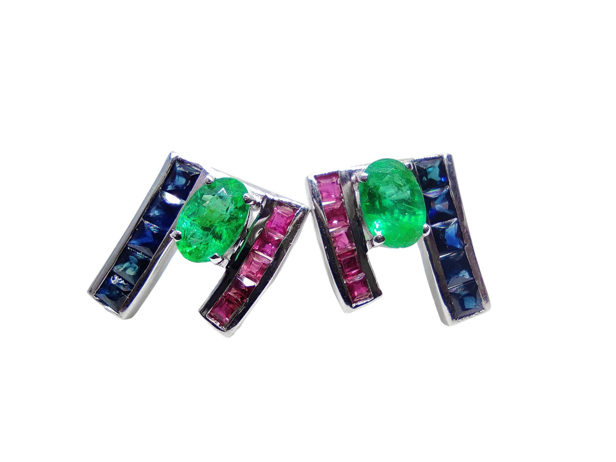 Natural Emerald Stud Earrings High Quality Emerald Sapphire Ruby Earrings Multi Color Natural gemstone Earrings May Sapphire July Birthstone