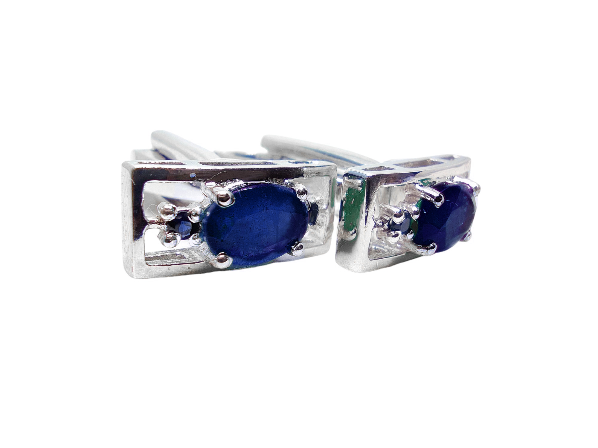 Silver Sapphire Cufflinks Natural Blue Sapphire Cufflinks September Birthstone Cufflinks Men Silver Groomsmen Cufflinks Fathers Day Gift