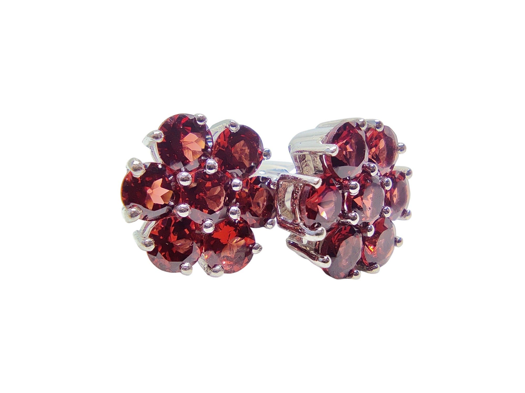 Mens Garnet Cufflinks Sterling Silver Garnet Men Flower Cufflinks January Birthstone Cufflinks Men Red Garnet Cufflinks Groomsmen Cufflink