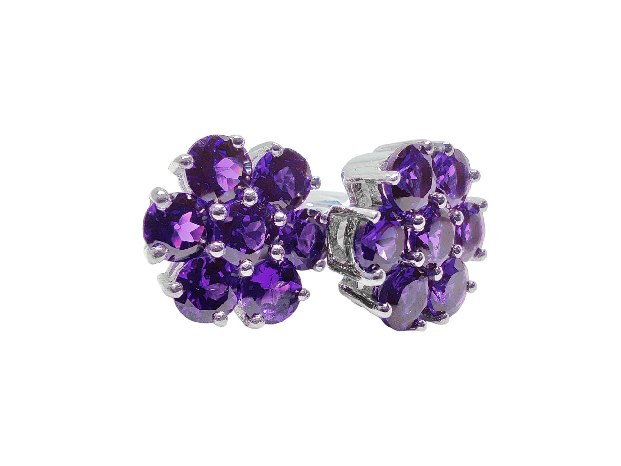 Mens Amethyst Cufflinks Sterling Silver Amethyst Men Flower Cufflinks February Birthstone Cufflinks Men Amethyst Cufflinks Groomsmen Cufflink