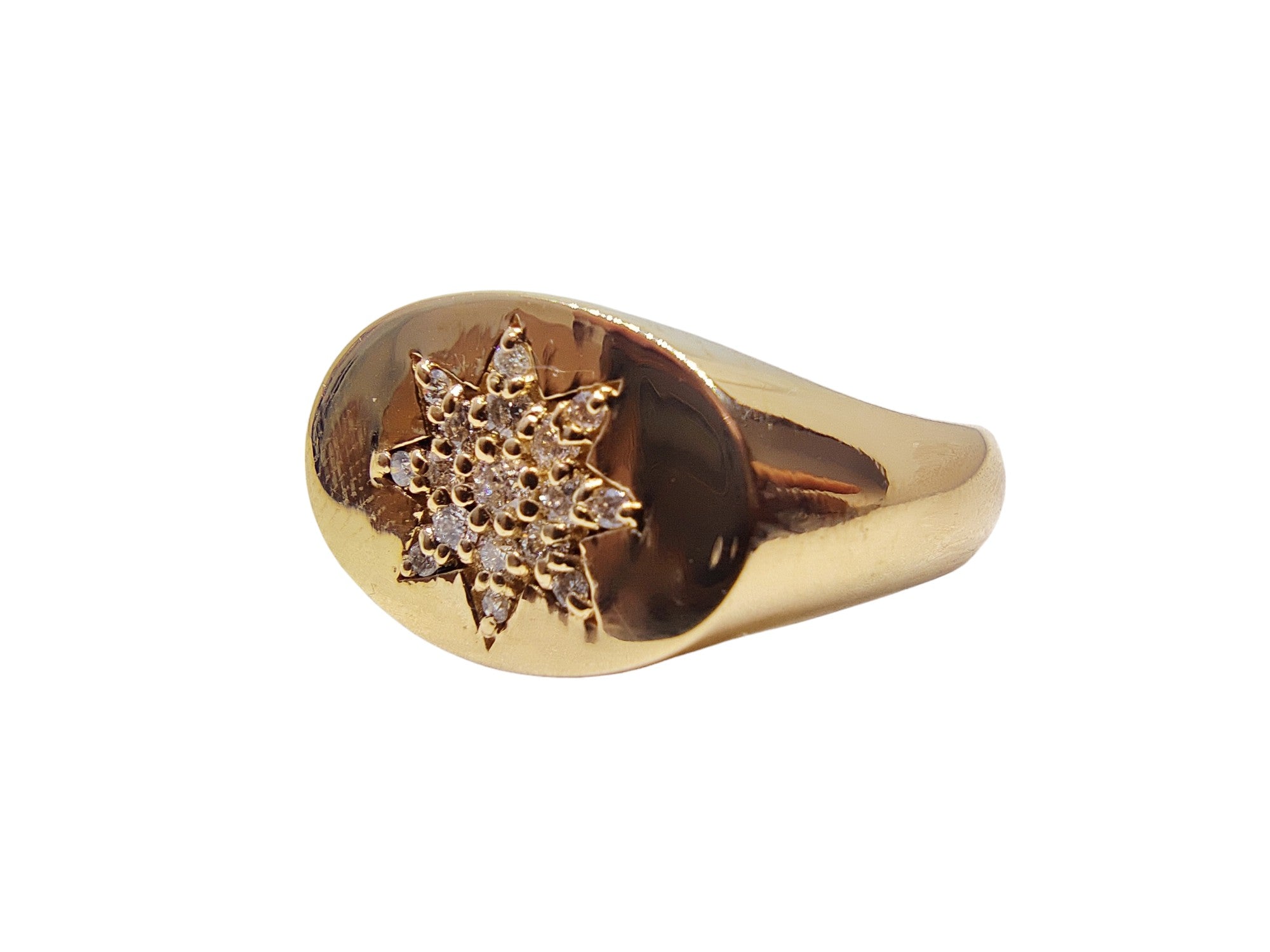 18K Gold Diamond Signet Ring Natural Diamond Signet Ring For Him Mens Diamond Signet Band 0.22 Ct VS Diamond Signet Band 18K Solid Gold Ring