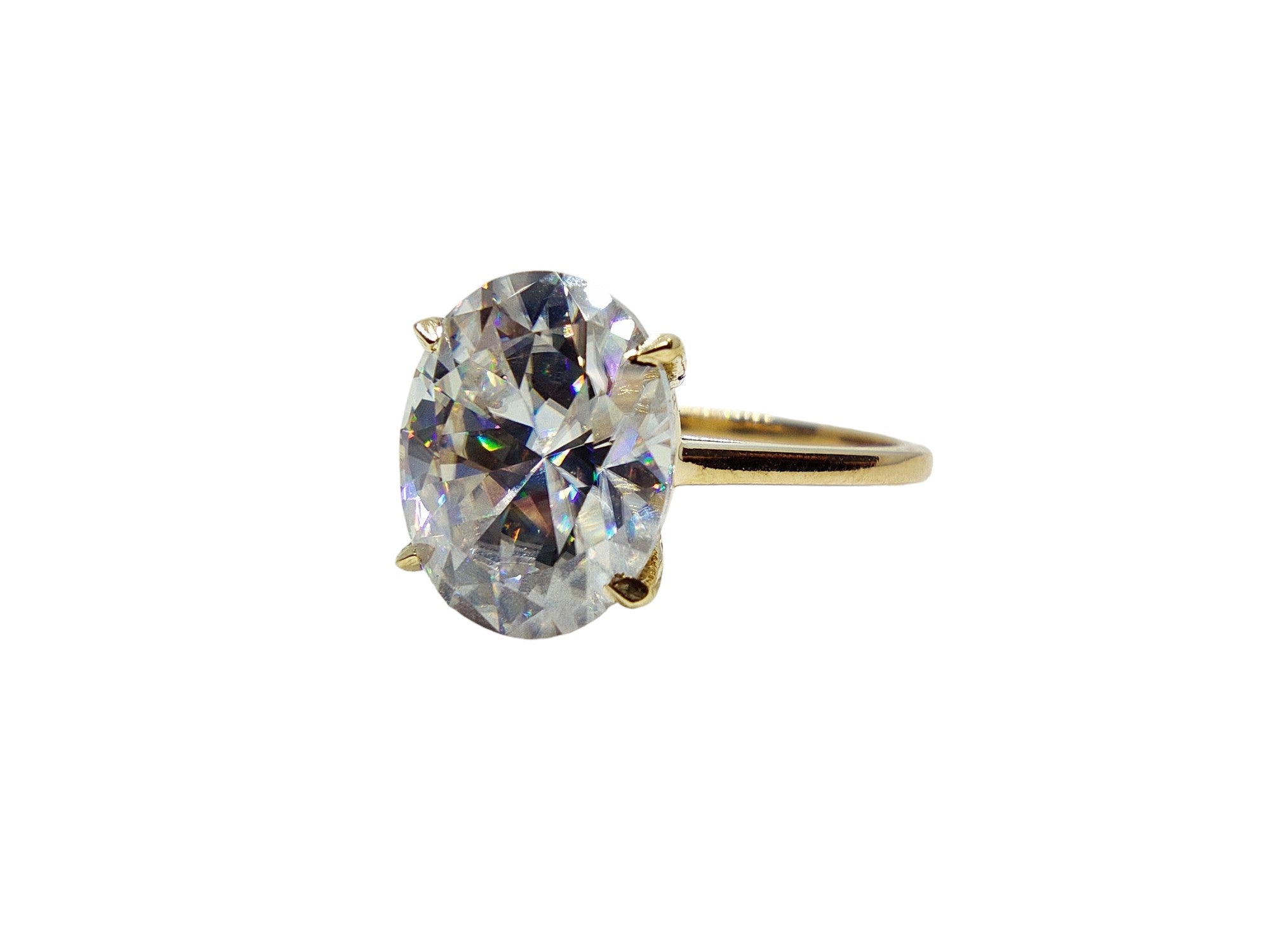 14K Moissanite Solitaire Ring 14K Yellow Gold Moissanite Solitaire Engagement Ring 8x10 mm Oval Moissanite Engagement Ring F VS Moissanite