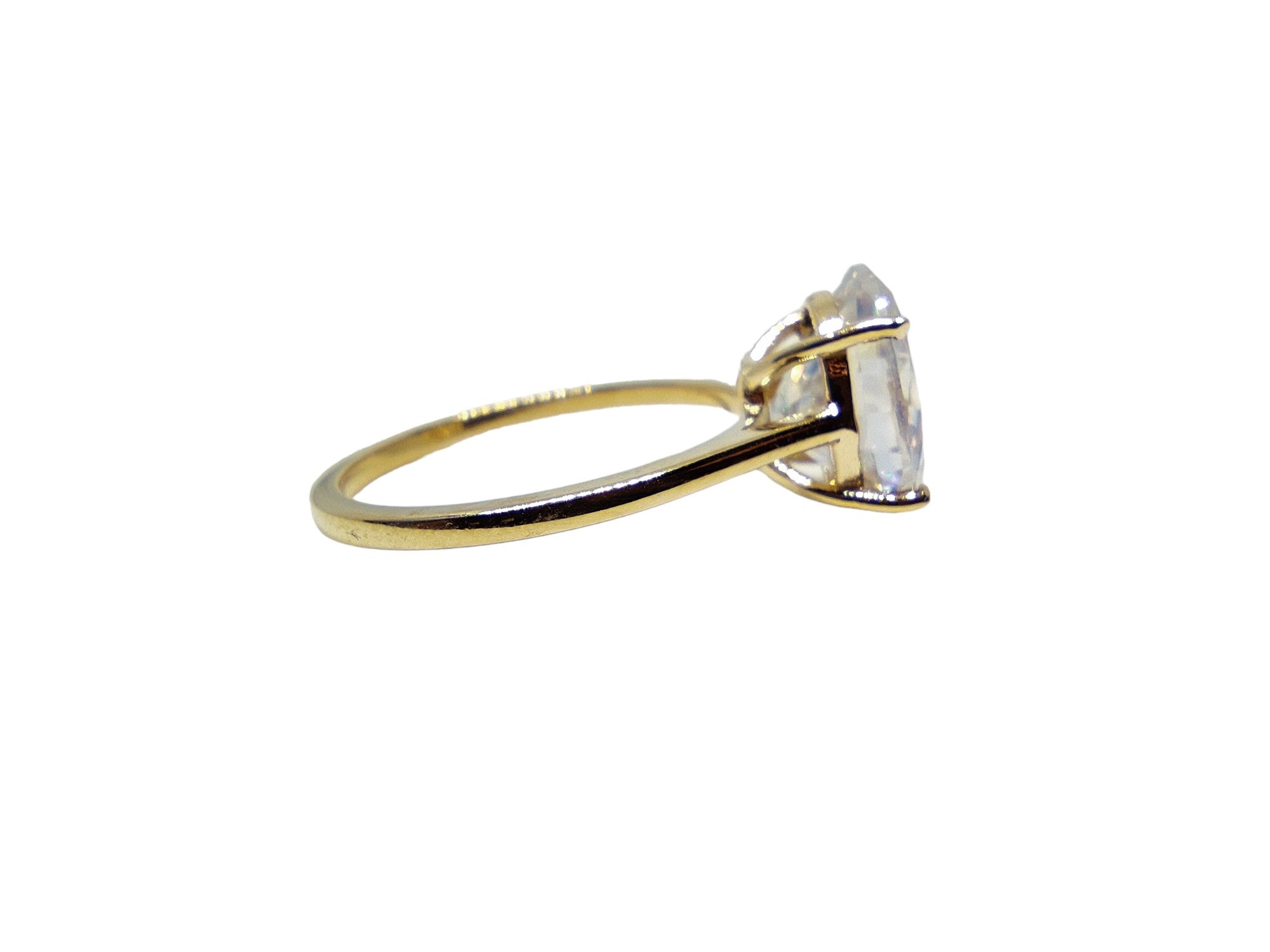 14K Moissanite Solitaire Ring 14K Yellow Gold Moissanite Solitaire Engagement Ring 8x10 mm Oval Moissanite Engagement Ring F VS Moissanite