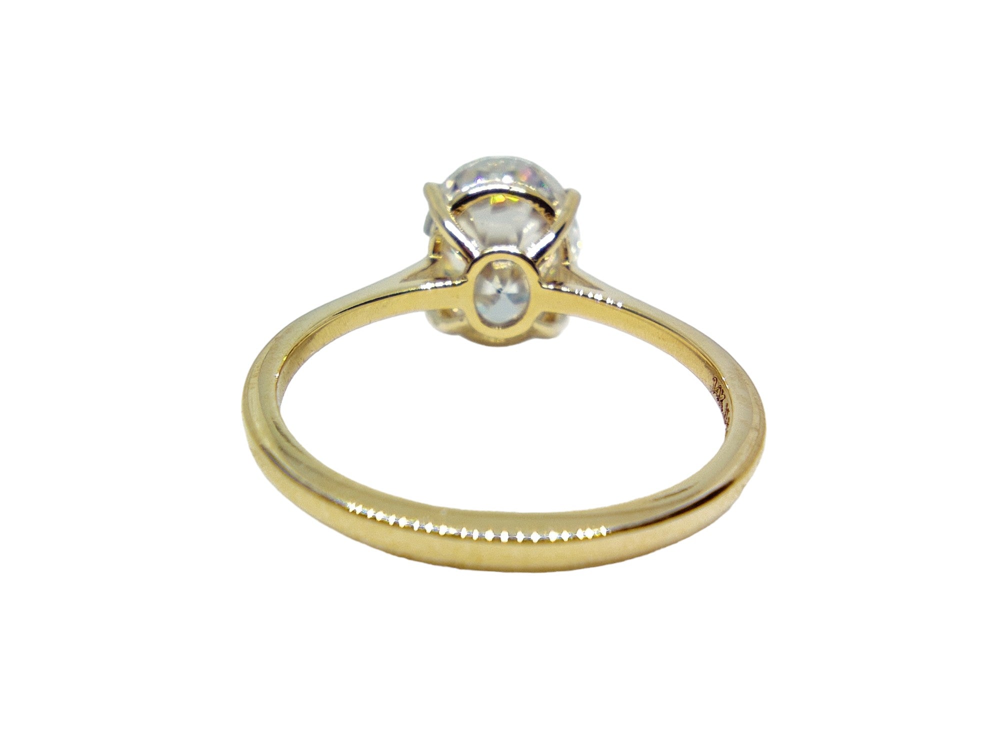 14K Moissanite Solitaire Ring 14K Yellow Gold Moissanite Solitaire Engagement Ring 8x10 mm Oval Moissanite Engagement Ring F VS Moissanite