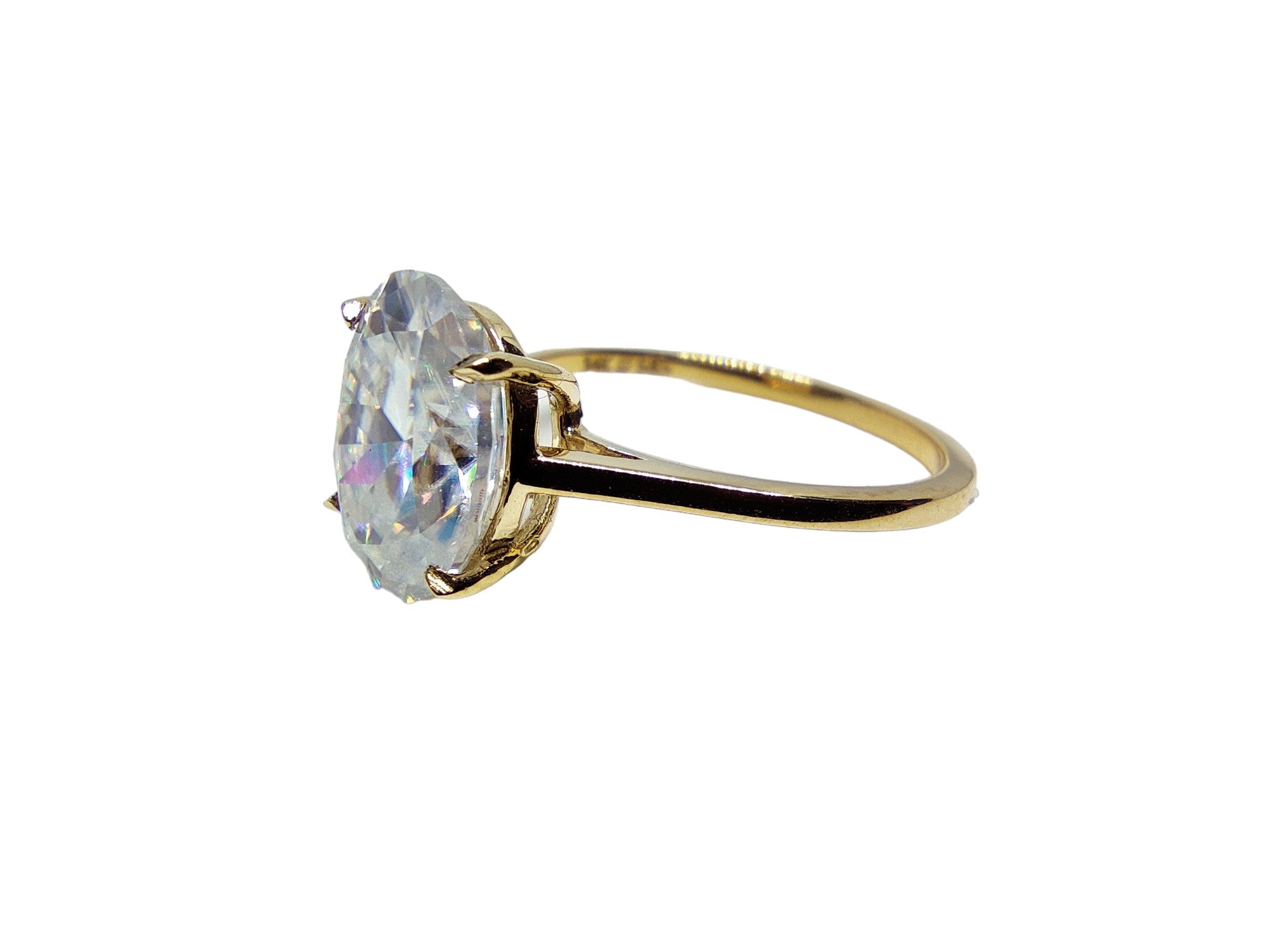 14K Moissanite Solitaire Ring 14K Yellow Gold Moissanite Solitaire Engagement Ring 8x10 mm Oval Moissanite Engagement Ring F VS Moissanite