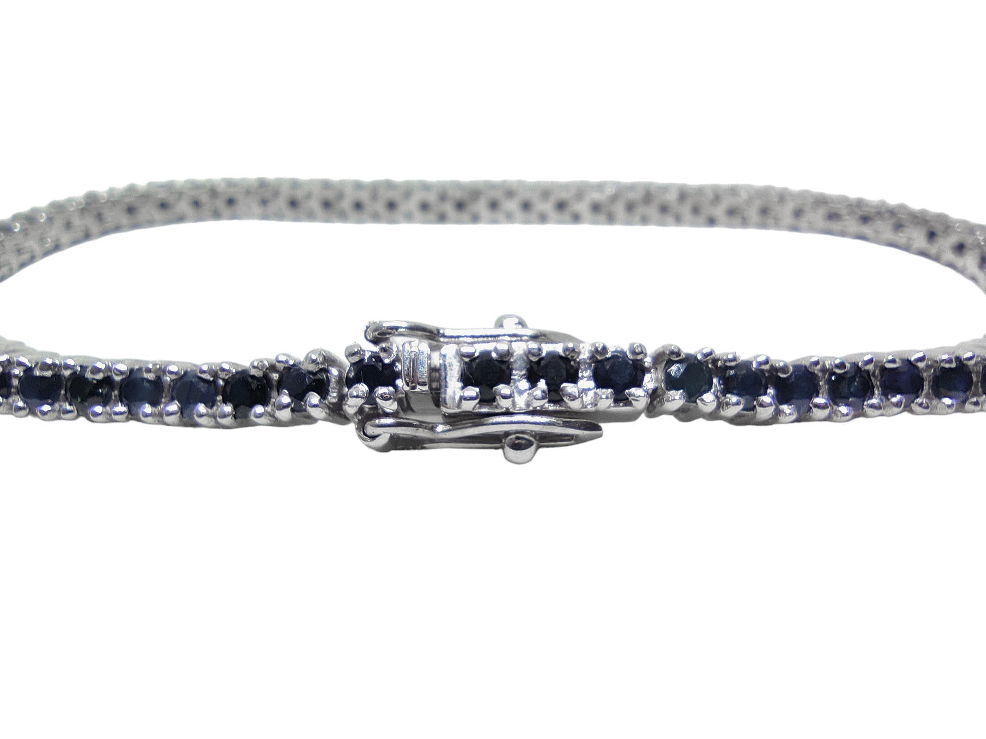 Tiny Sapphire Bracelet Sterling Silver Blue Sapphire Tennis Bracelet Round Sapphire Dainty Bracelet For Women September Birthstone Bracelet