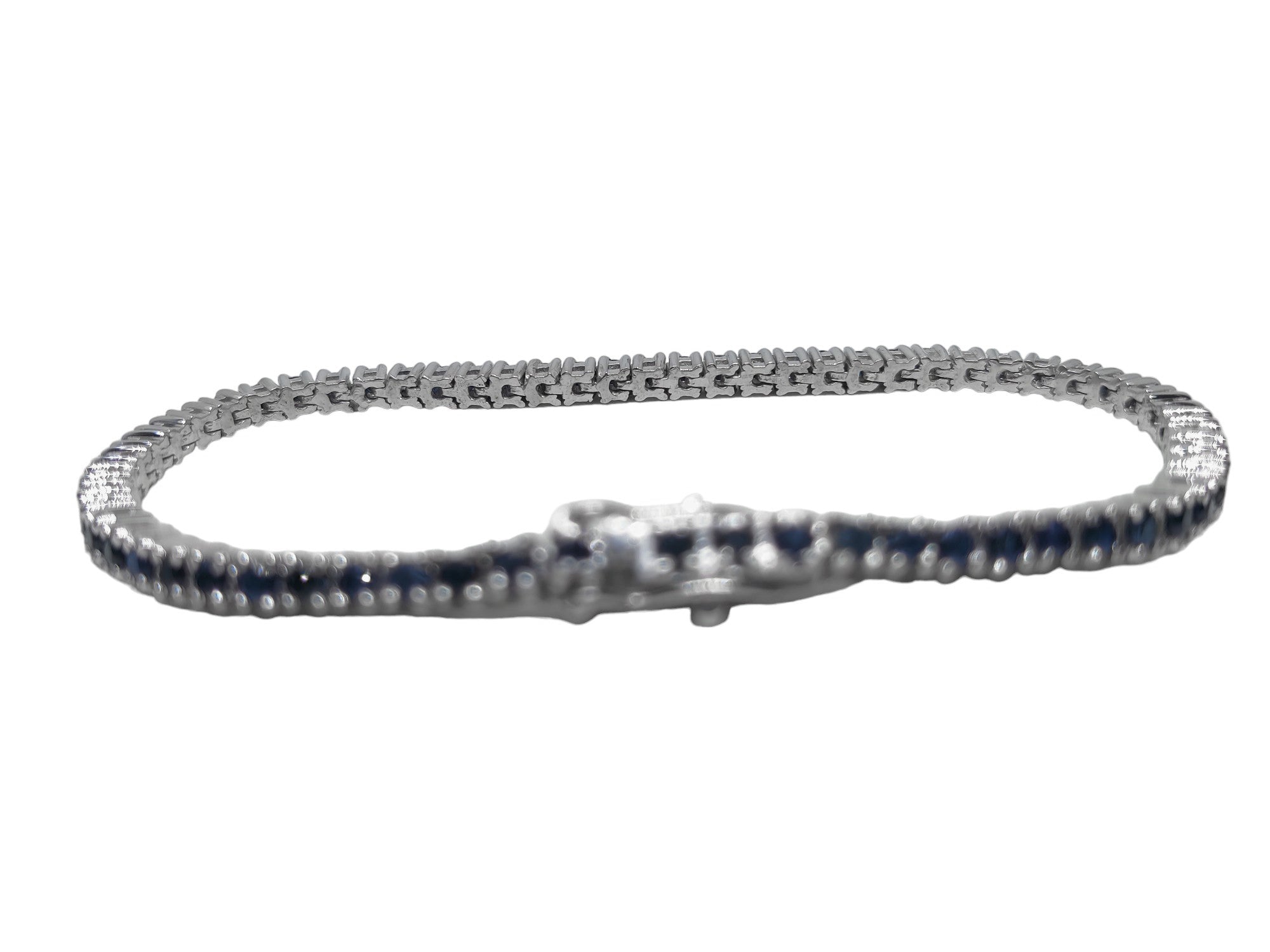 Tiny Sapphire Bracelet Sterling Silver Blue Sapphire Tennis Bracelet Round Sapphire Dainty Bracelet For Women September Birthstone Bracelet