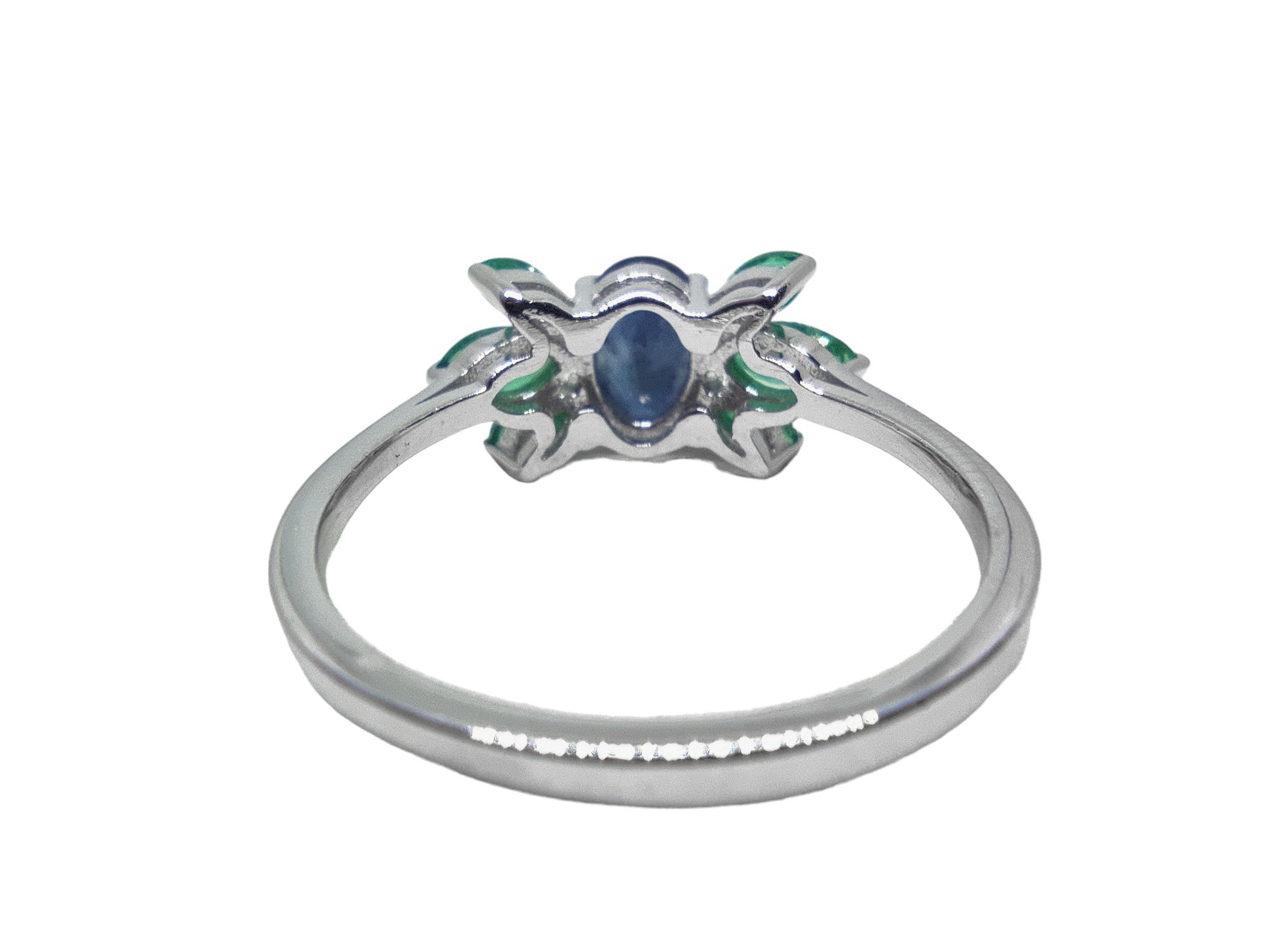 Silver Sapphire Engagement Ring High Quality Sapphire Emerald Wedding Ring Natural Sapphire Anniversary Ring Blue Sapphire Bridal Ring