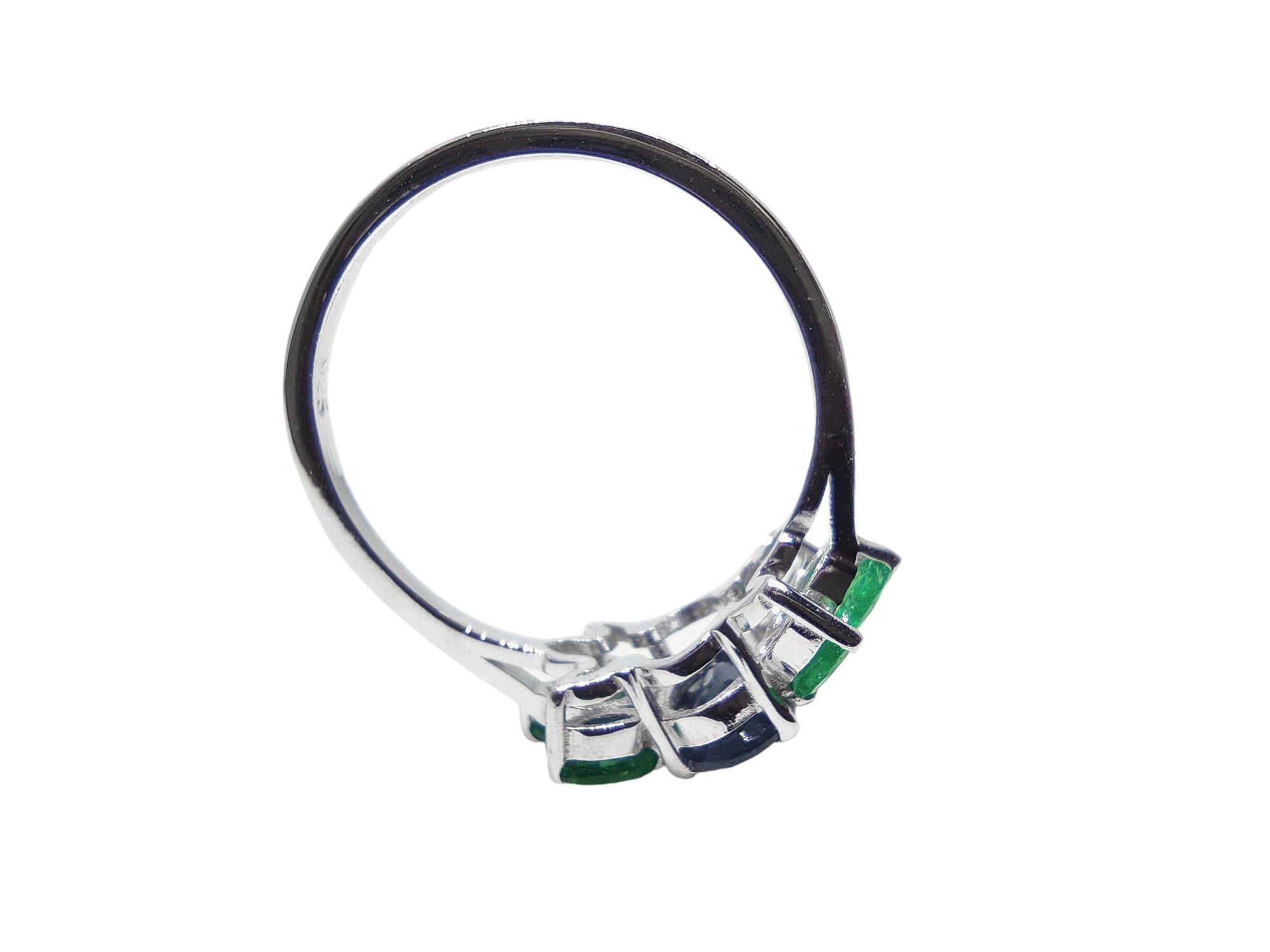 Silver Sapphire Engagement Ring High Quality Sapphire Emerald Wedding Ring Natural Sapphire Anniversary Ring Blue Sapphire Bridal Ring