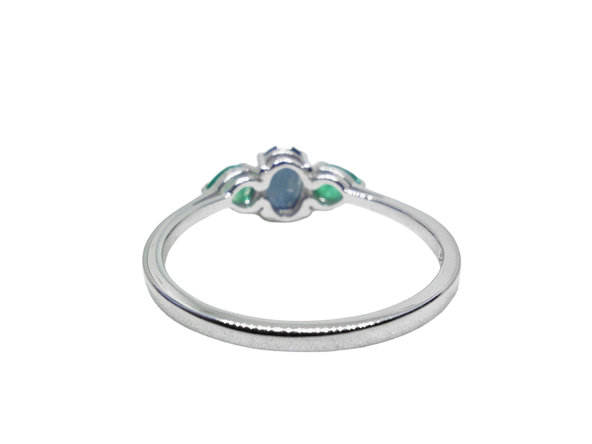 Tiny Sapphire Emerald Anniversary Ring 5x7 mm Oval Sapphire Promise Ring 1 Ct Sapphire Wedding Band September May Birthstone Ring