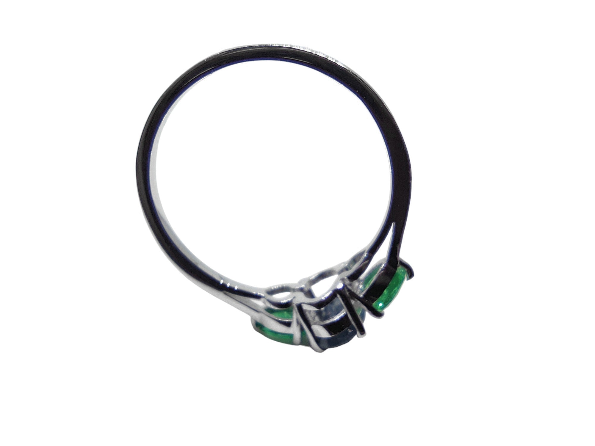 Tiny Sapphire Emerald Anniversary Ring 5x7 mm Oval Sapphire Promise Ring 1 Ct Sapphire Wedding Band September May Birthstone Ring