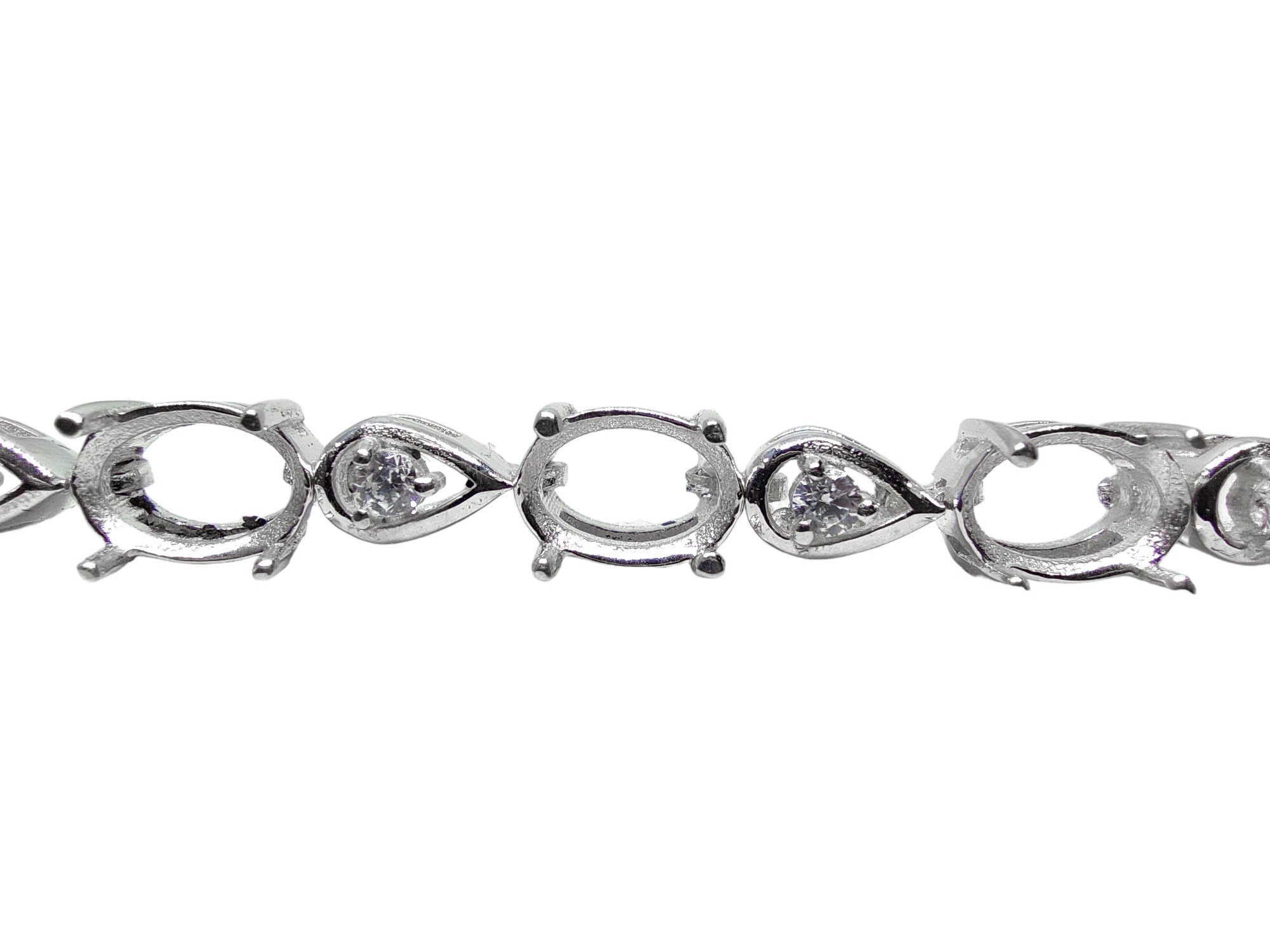 Silver Bridal 5x7 mm Oval Silver Semi Mount Bracelet Bridal Bracelet Blanks 925 Silver 5x7 mm Oval Bracelet Settings Tennis Bracelet Blanks
