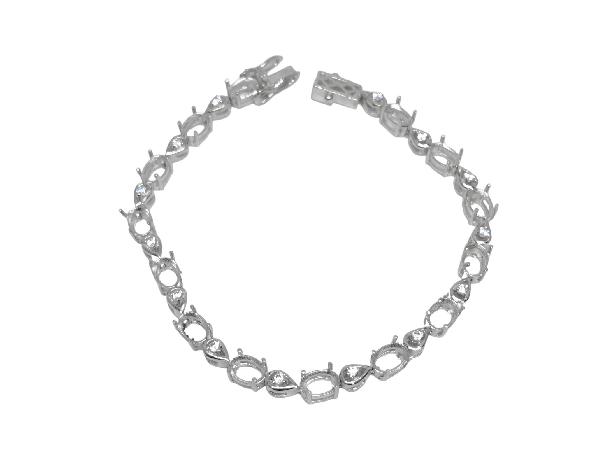 Silver Bridal 5x7 mm Oval Silver Semi Mount Bracelet Bridal Bracelet Blanks 925 Silver 5x7 mm Oval Bracelet Settings Tennis Bracelet Blanks