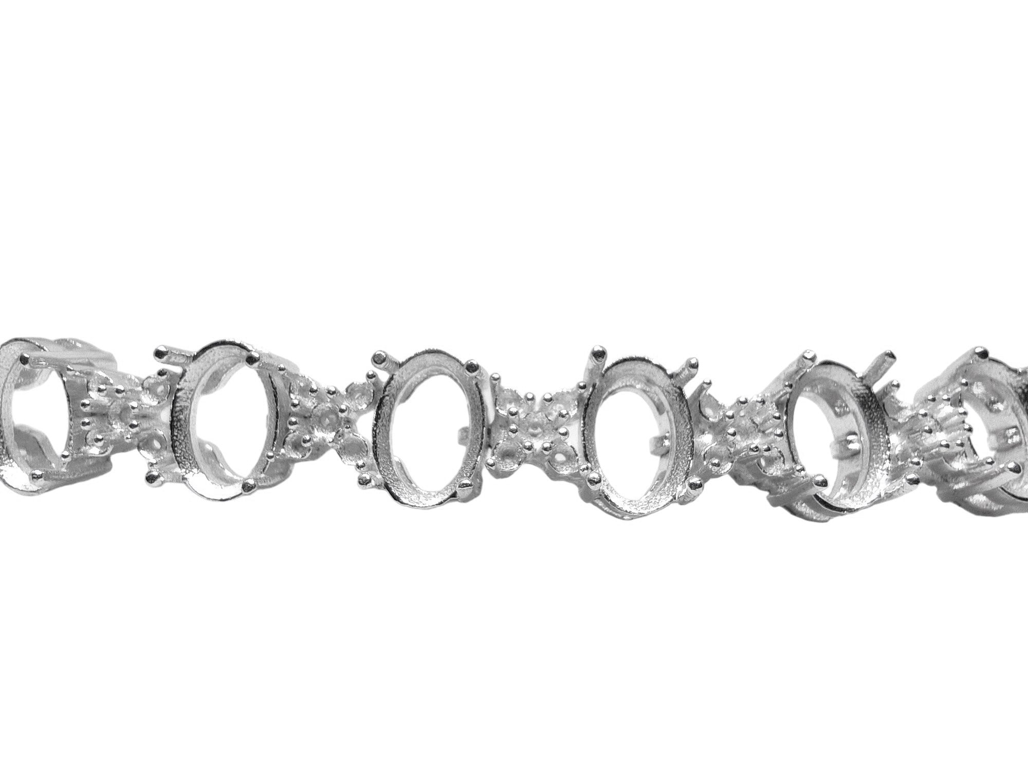 Designer Bridal 5x7 mm Oval Silver Semi Mount Bracelet Bridal Bracelet Blanks 925 Silver 5x7 mm Oval Bracelet Settings Tennis Bracelet Blank