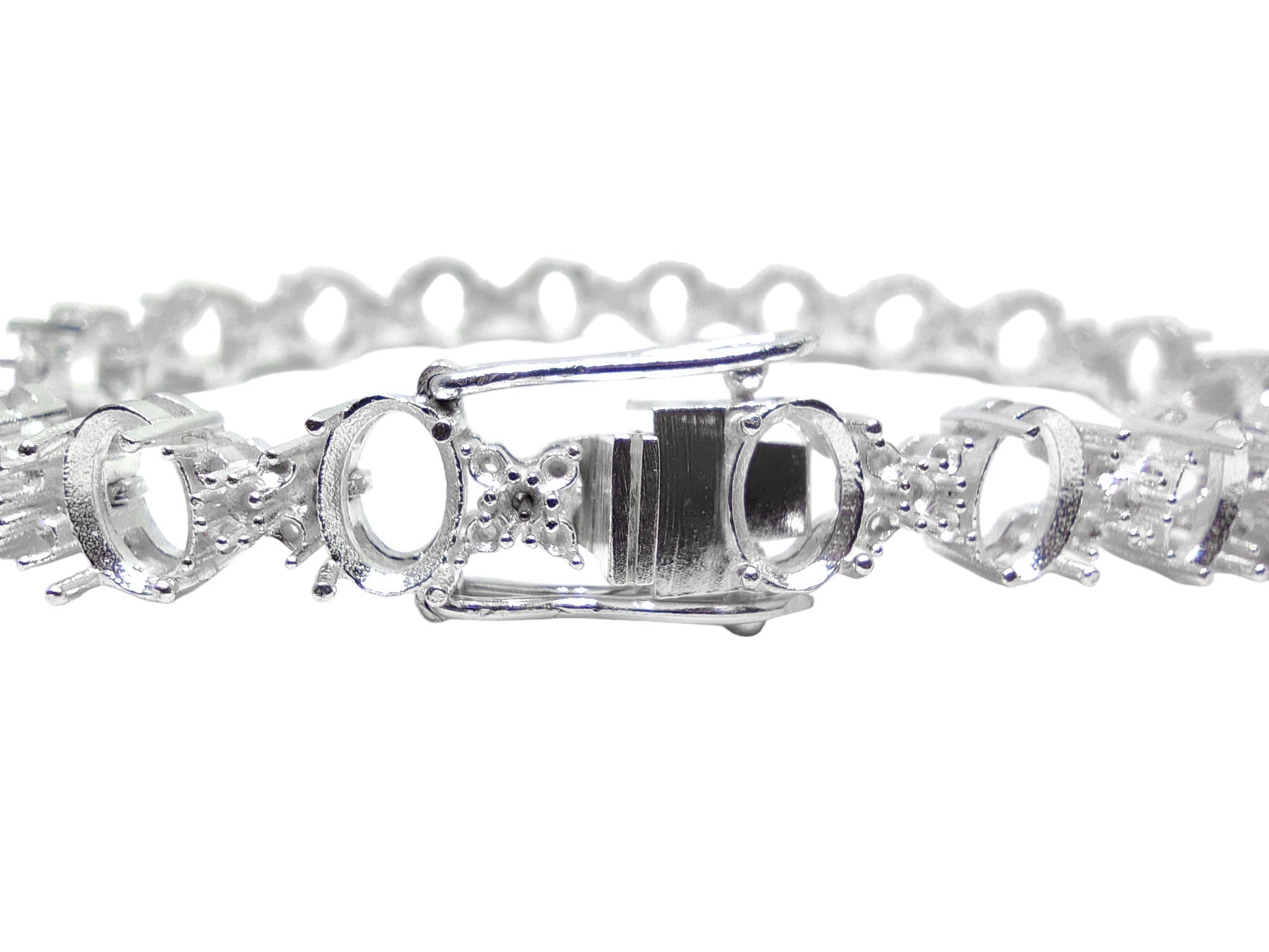 Designer Bridal 5x7 mm Oval Silver Semi Mount Bracelet Bridal Bracelet Blanks 925 Silver 5x7 mm Oval Bracelet Settings Tennis Bracelet Blank