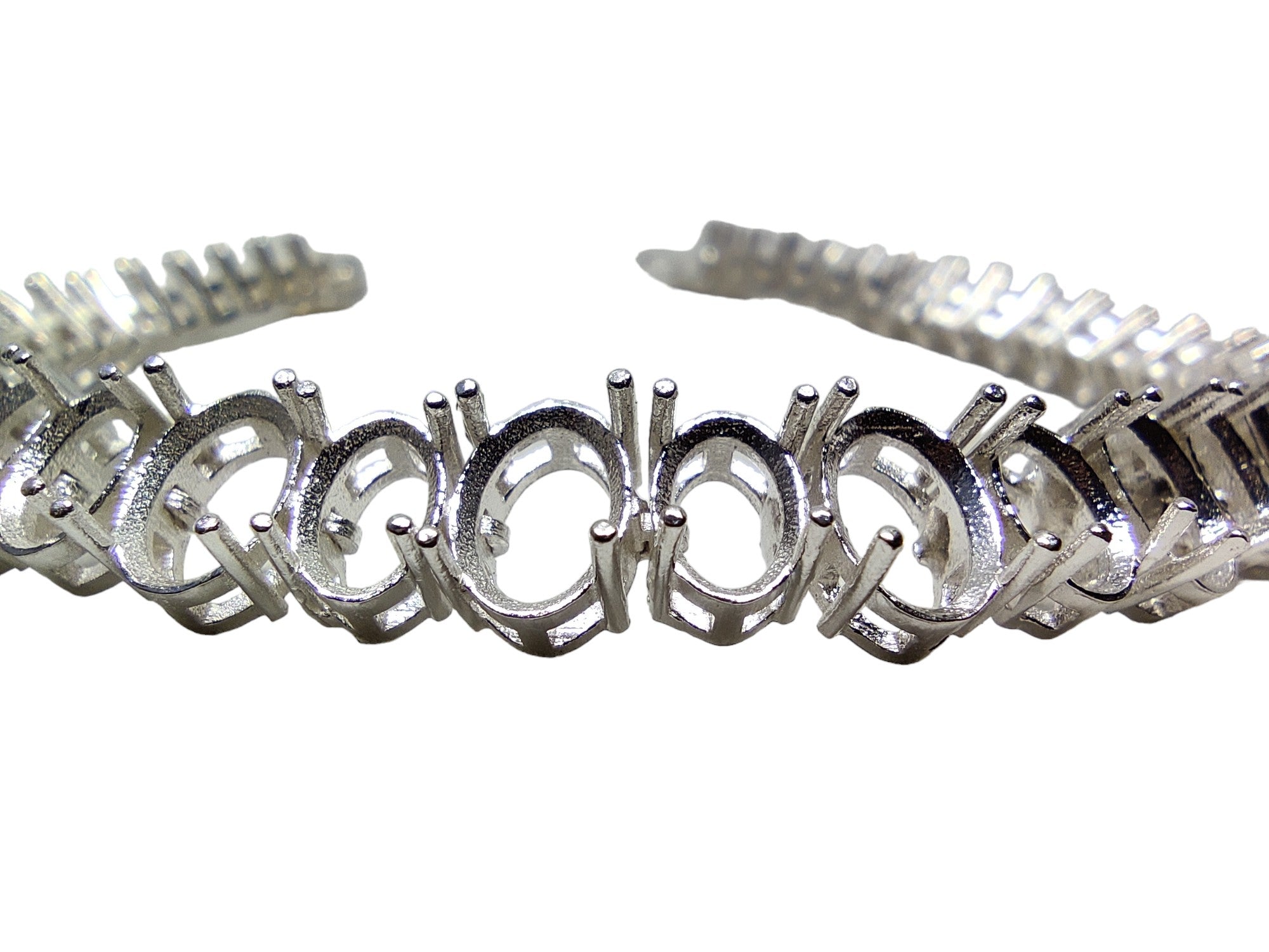Bridal Designer Bracelet 6x8,5x7,4x6 mm Oval Bracelet Blank Setting 925 Silver Semi Mount Bracelet Mounting Oval Silver Mountings