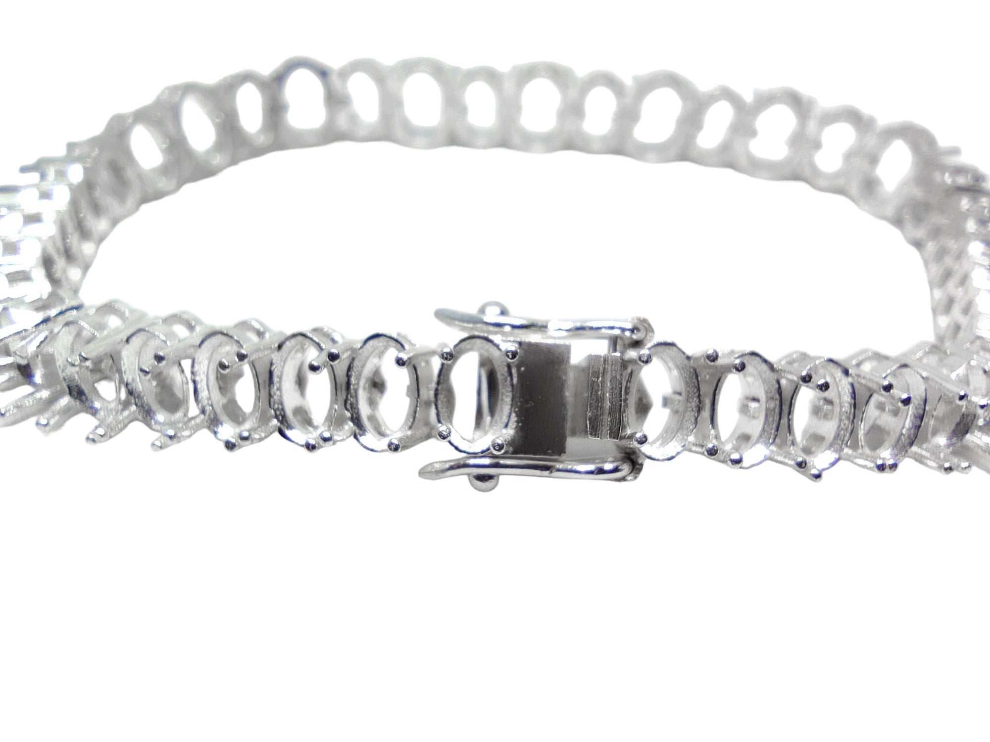 Bridal Designer Bracelet 6x8,5x7,4x6 mm Oval Bracelet Blank Setting 925 Silver Semi Mount Bracelet Mounting Oval Silver Mountings