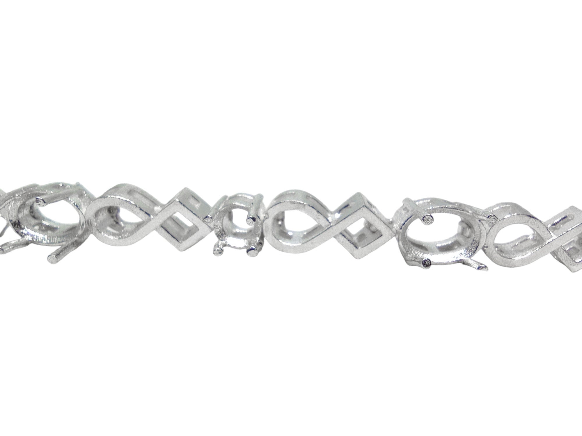 925 Silver Bridal 5x7 mm Oval Silver Semi Mount Bracelet Bridal Bracelet Blanks 5x7 mm Oval 4 mm Round Bracelet Settings Semi Mount Bracelet