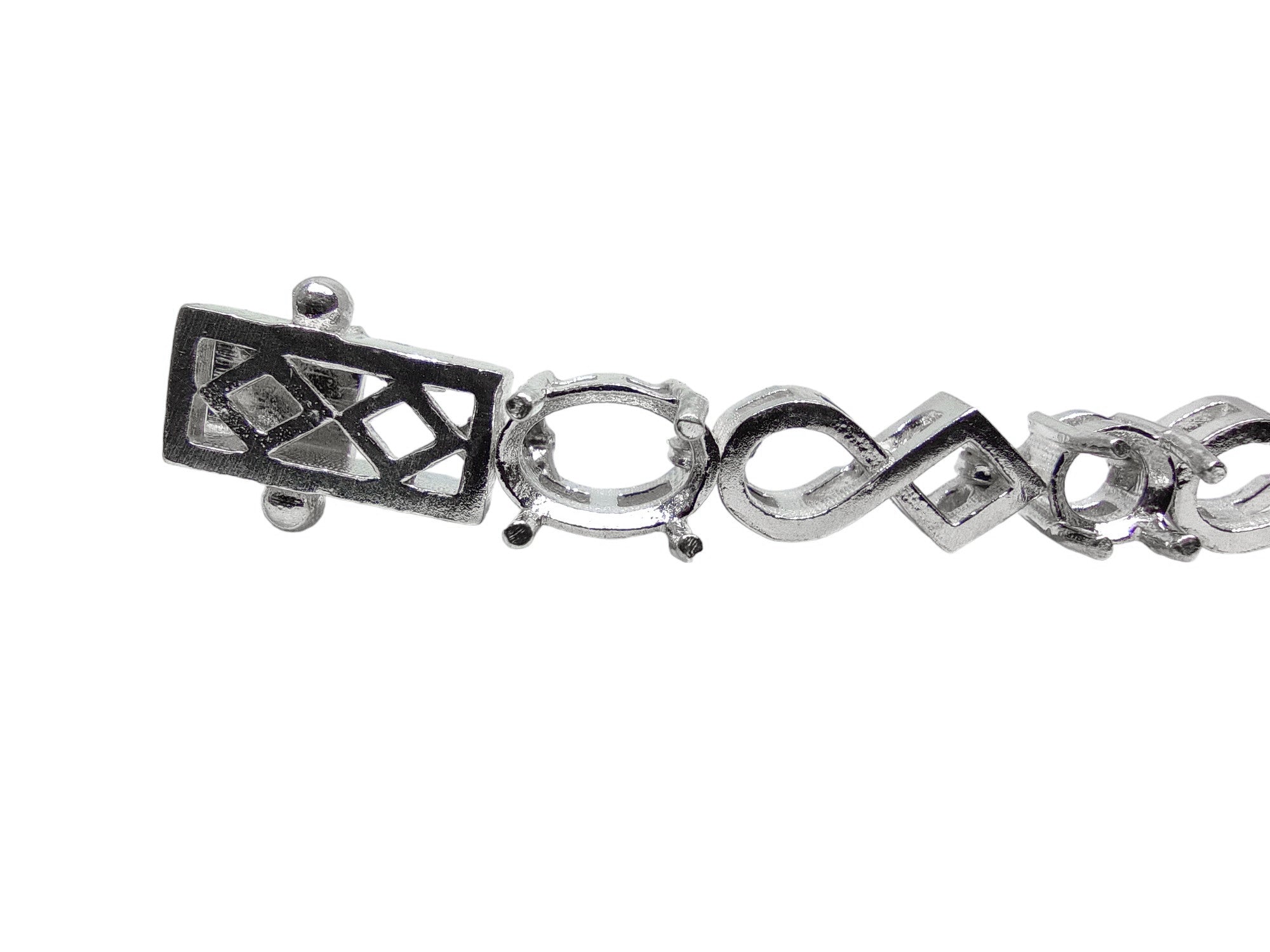925 Silver Bridal 5x7 mm Oval Silver Semi Mount Bracelet Bridal Bracelet Blanks 5x7 mm Oval 4 mm Round Bracelet Settings Semi Mount Bracelet