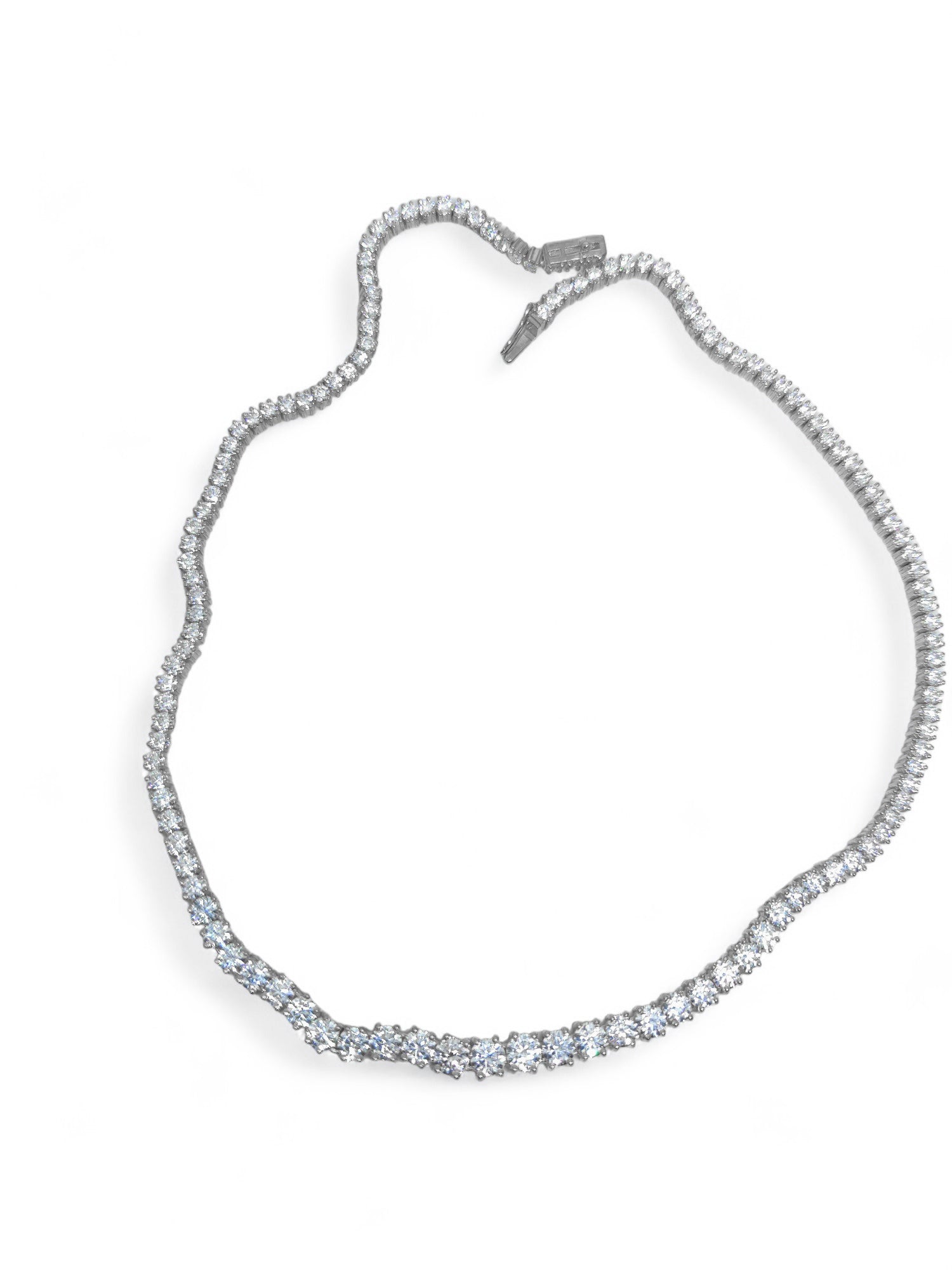 Moissanite Bridal Tennis Chain Moissanite Bridal Necklace Sterling Silver Moissanite Graduation Necklace For Her Moissanite Wedding Necklace