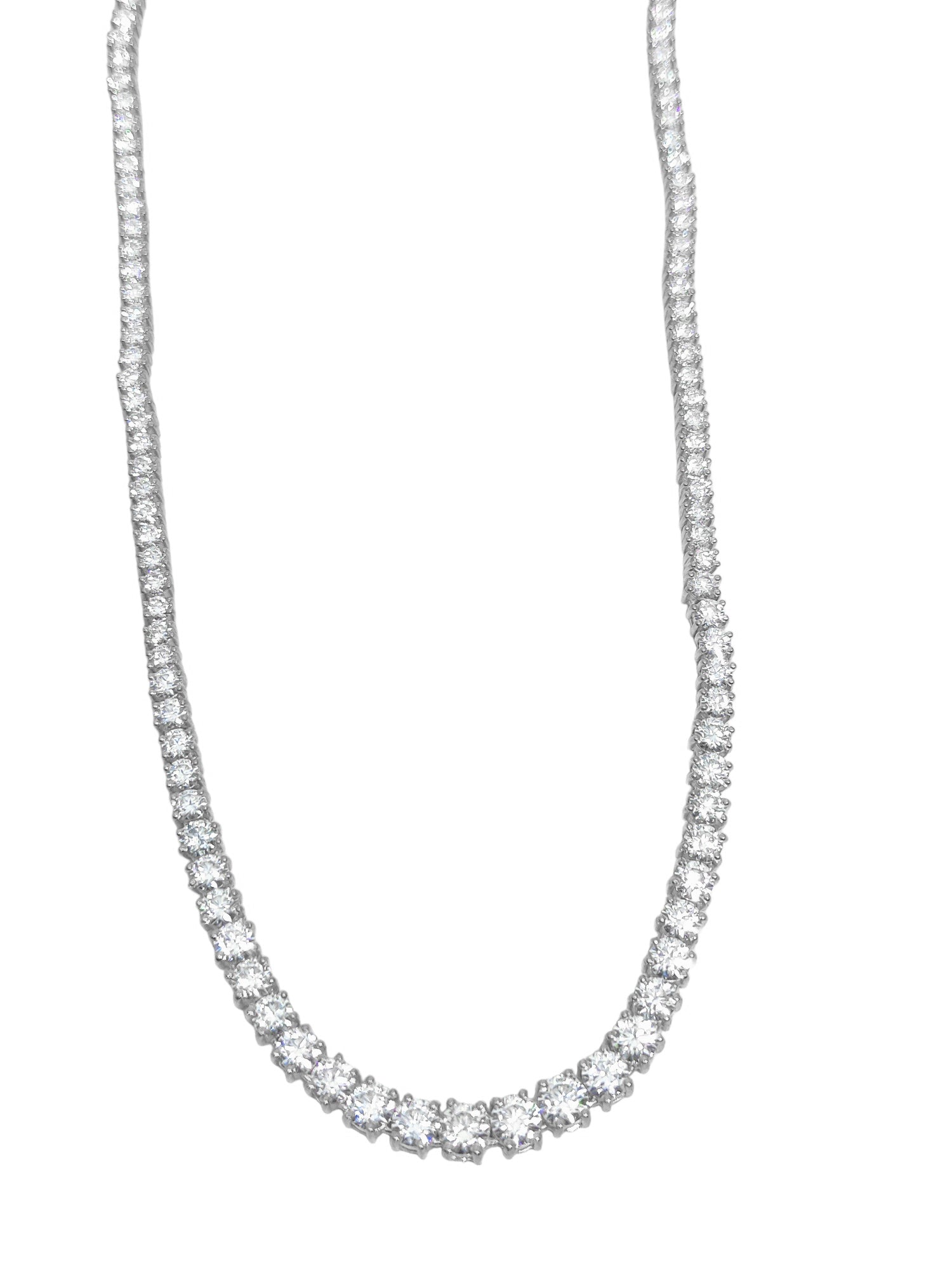 Moissanite Bridal Tennis Chain Moissanite Bridal Necklace Sterling Silver Moissanite Graduation Necklace For Her Moissanite Wedding Necklace