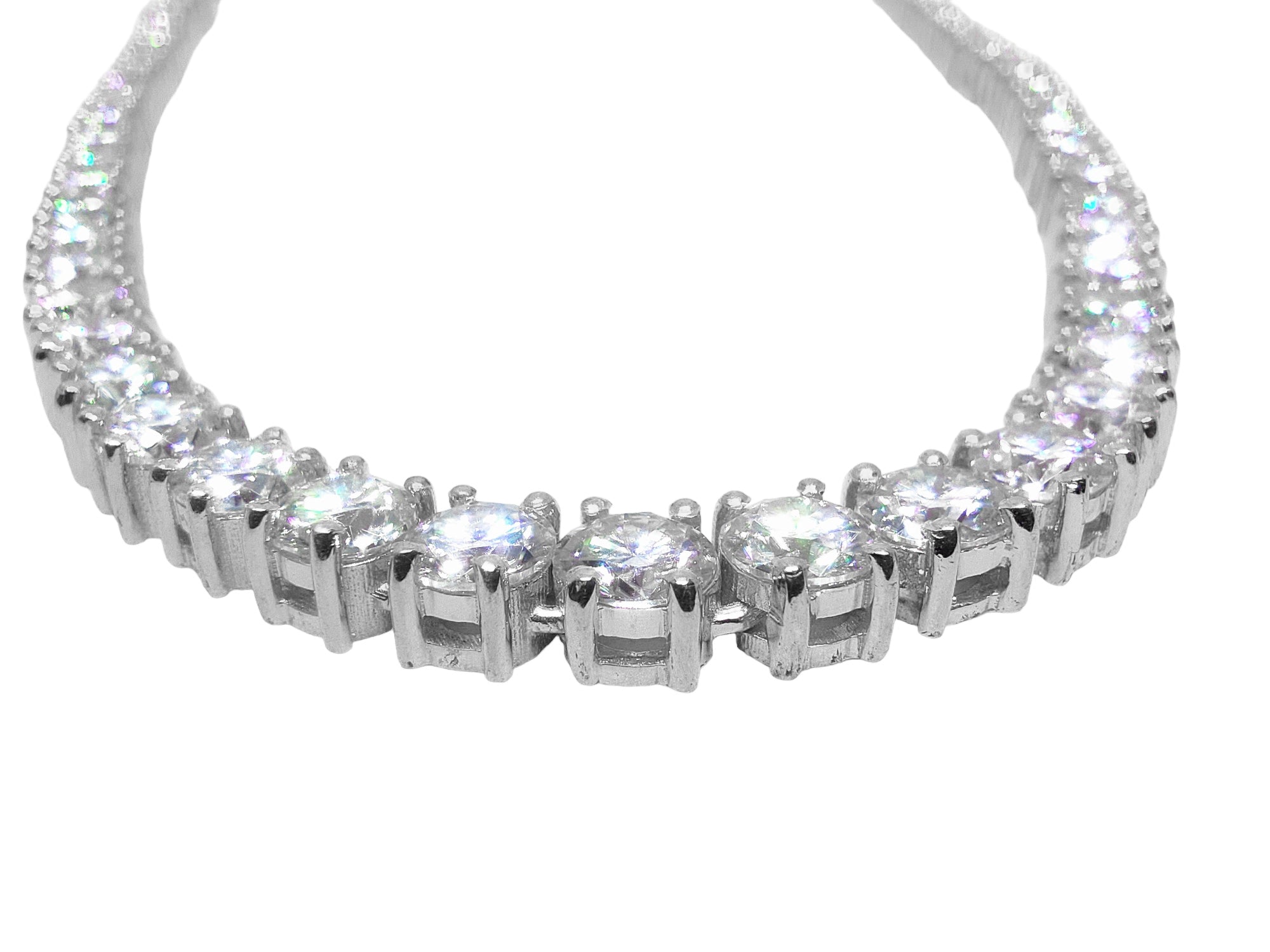 Moissanite Bridal Tennis Chain Moissanite Bridal Necklace Sterling Silver Moissanite Graduation Necklace For Her Moissanite Wedding Necklace