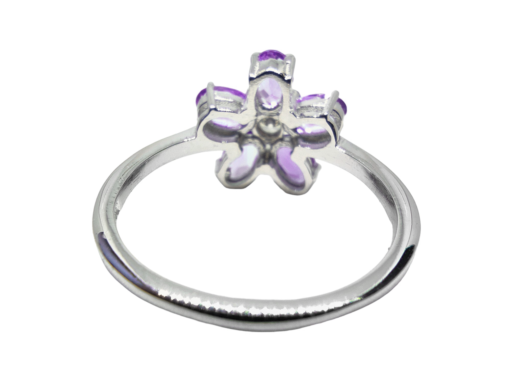 925 Sterling Silver Amethsyt Flower Ring 5 Stone Amethsyt Wedding Ring February Birthstone Ring 925 Silver Bridal Ring
