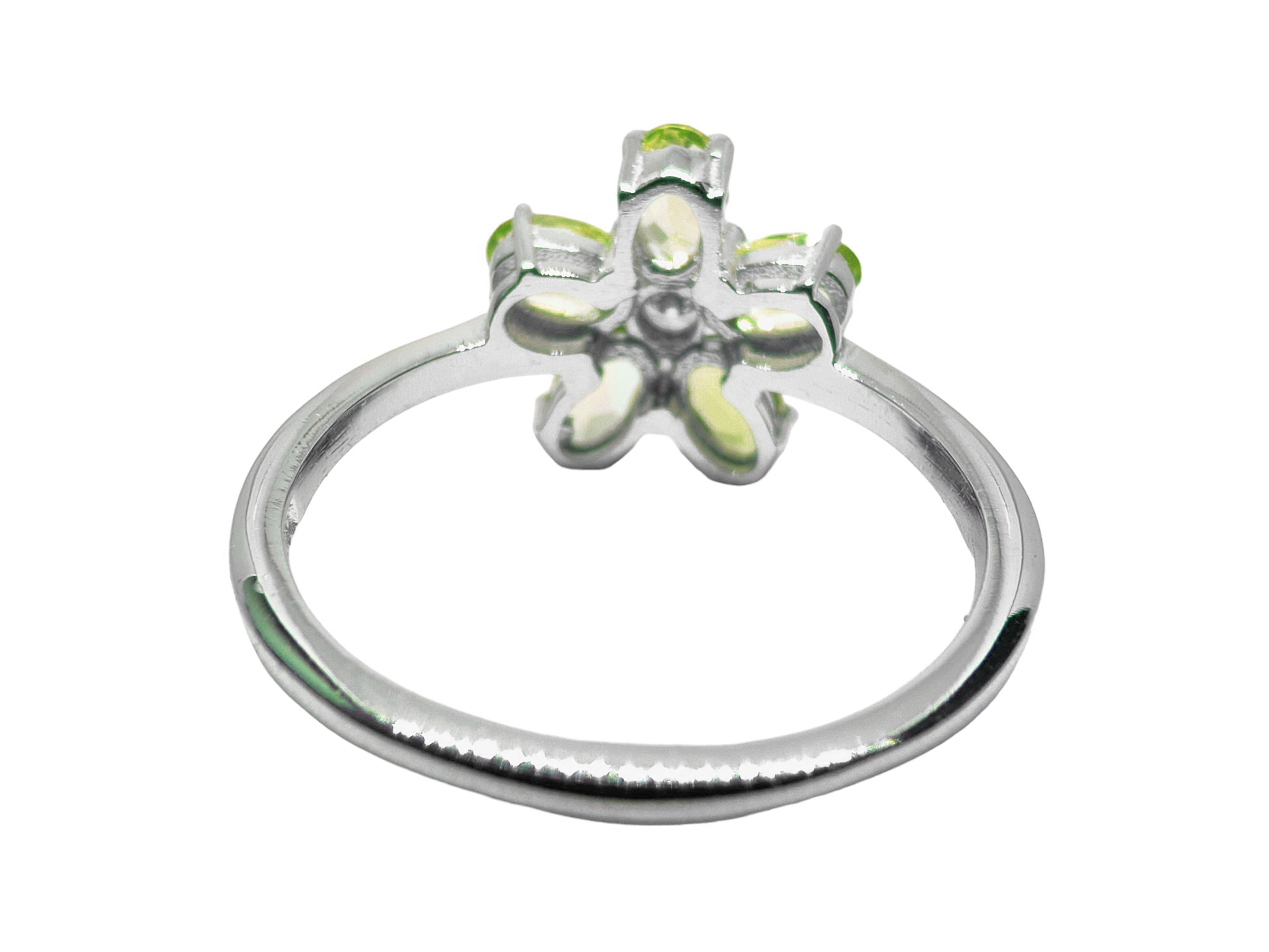 925 Sterling Silver Peridot Flower Ring 5 Stone Peridot Wedding Ring August Birthstone Ring 925 Silver Bridal Ring