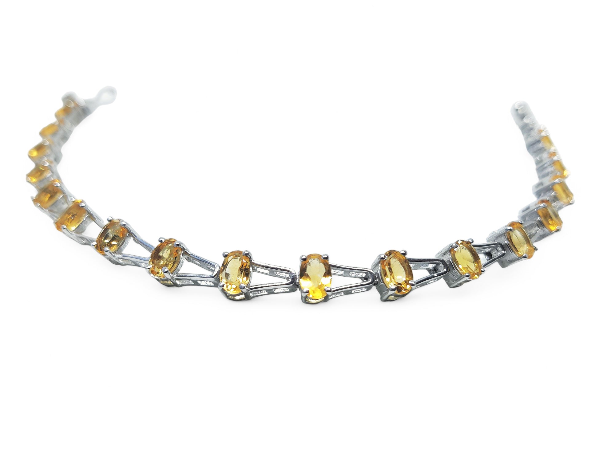 925 Sterling Silver Citrine Bridal Bracelet Natural Citrine Bridal Bracelet Trendy Citrine Silver Bracelet November Birthstone Bracelet