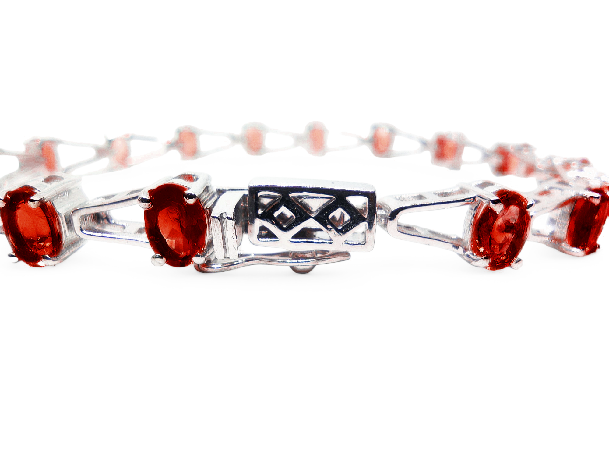 925 Sterling Silver Garnet Bridal Bracelet Natural Garnet Bridal Bracelet Trendy Garnet Silver Bracelet January Birthstone Bracelet