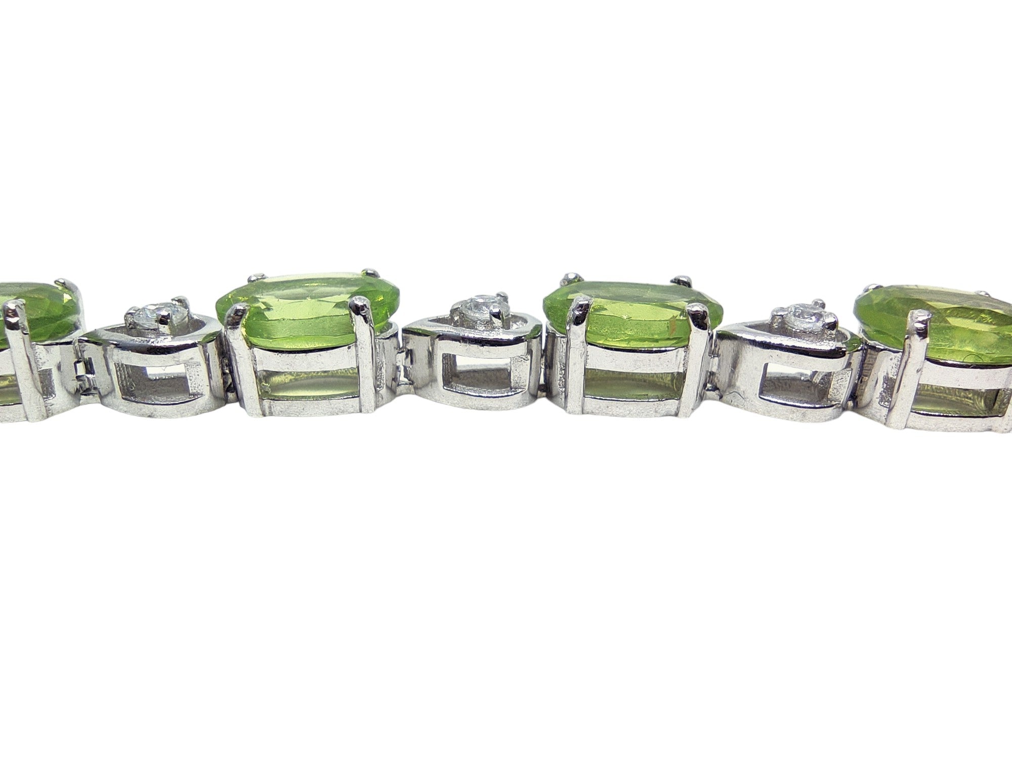 925 Silver Peridot Bracelet Natural Peridot Moissanite Bracelet Bridal Peridot Bracelet August Birthstone Bracelet Green Peridot Bracelet