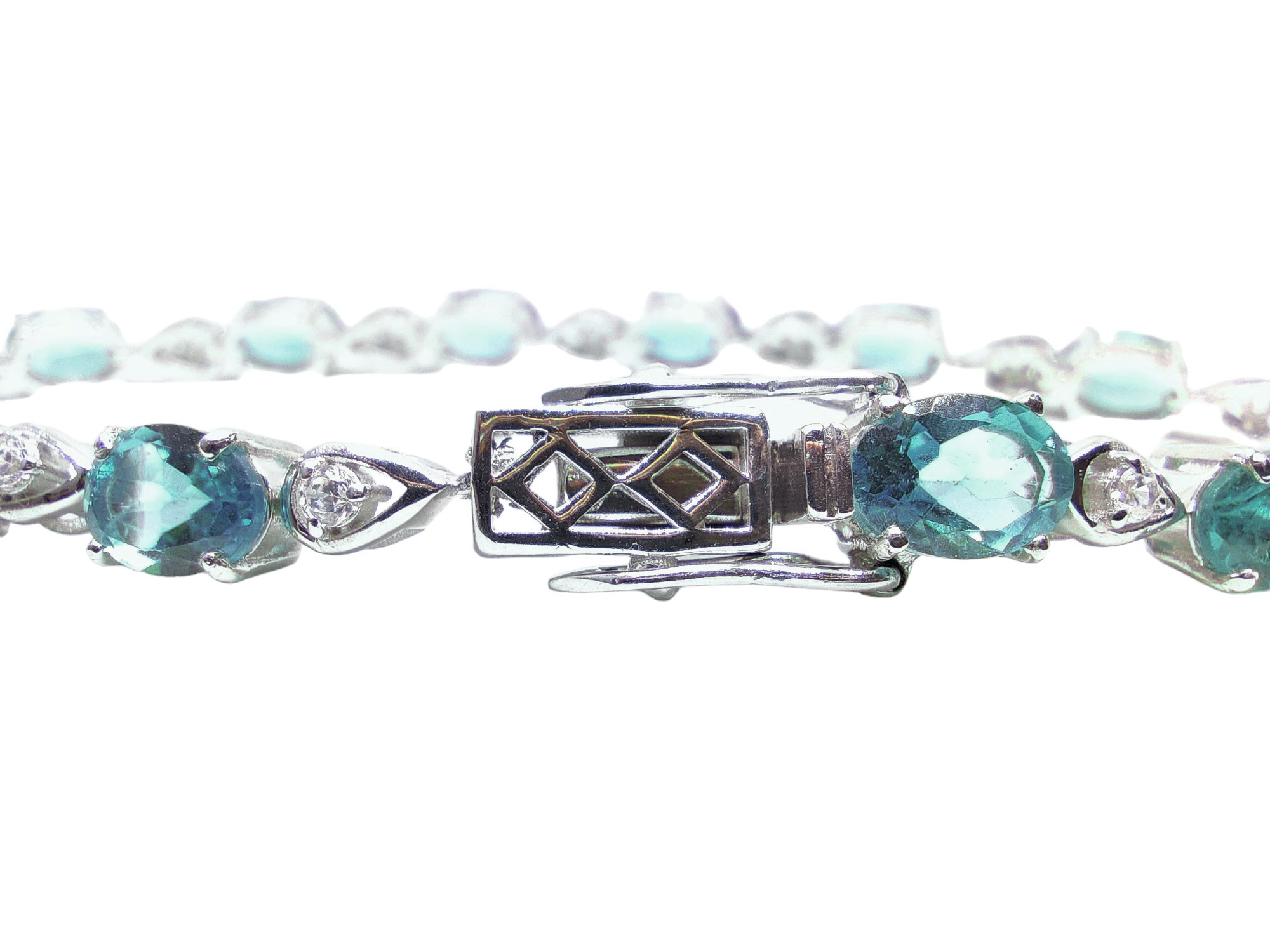 925 Silver Swiss Blue Topaz Bracelet Natural Blue Topaz Moissanite Bracelet Bridal Blue Topaz Bracelet November Birthstone Bracelet Swiss Blue Topaz Bracelet