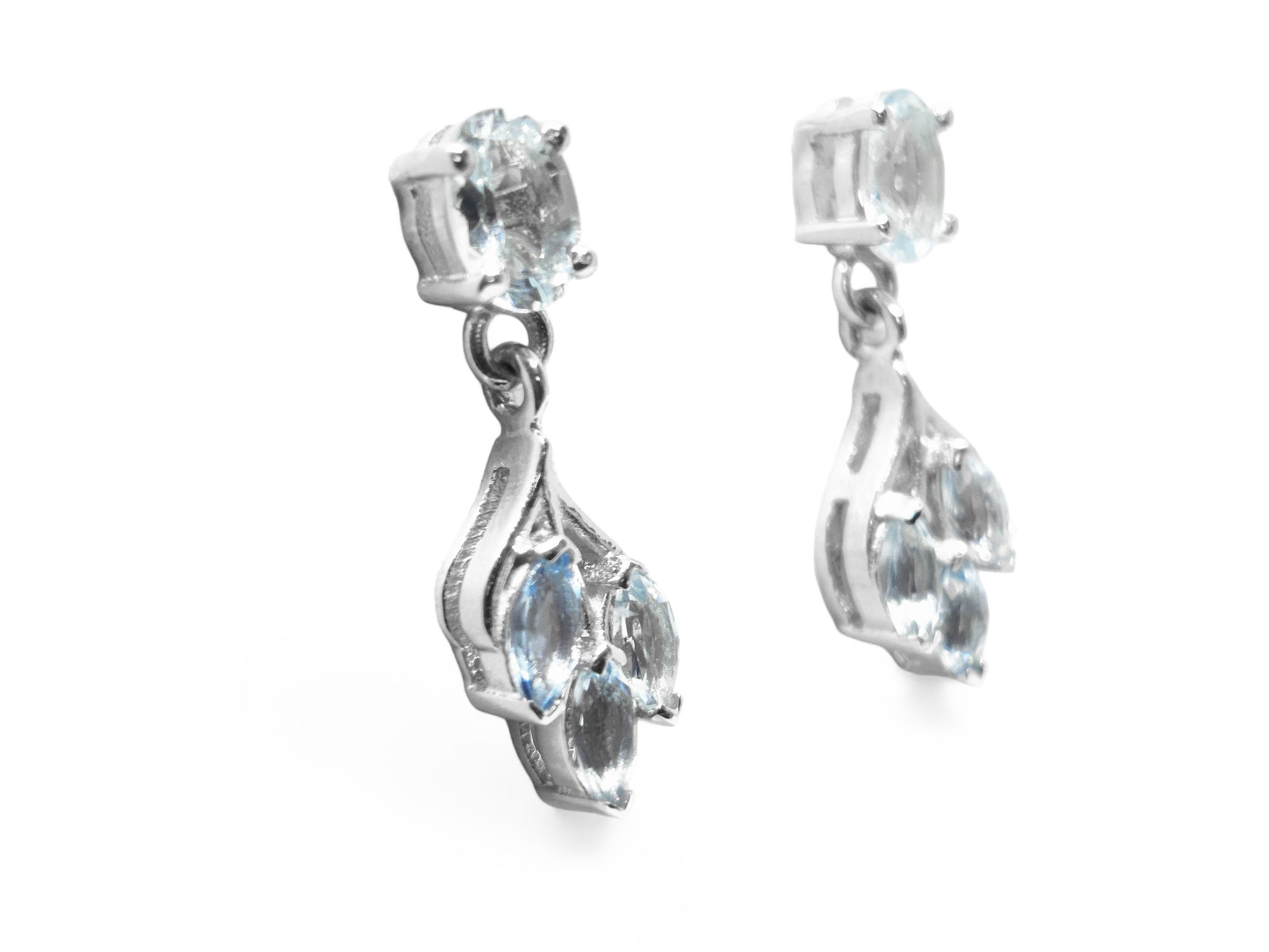 High Quality Aquamarine Earrings 925 Sterling Silver Aquamarine Stud Earrings March Birthstone Bridal Earrings Blue Aquamarine Drop Earrings