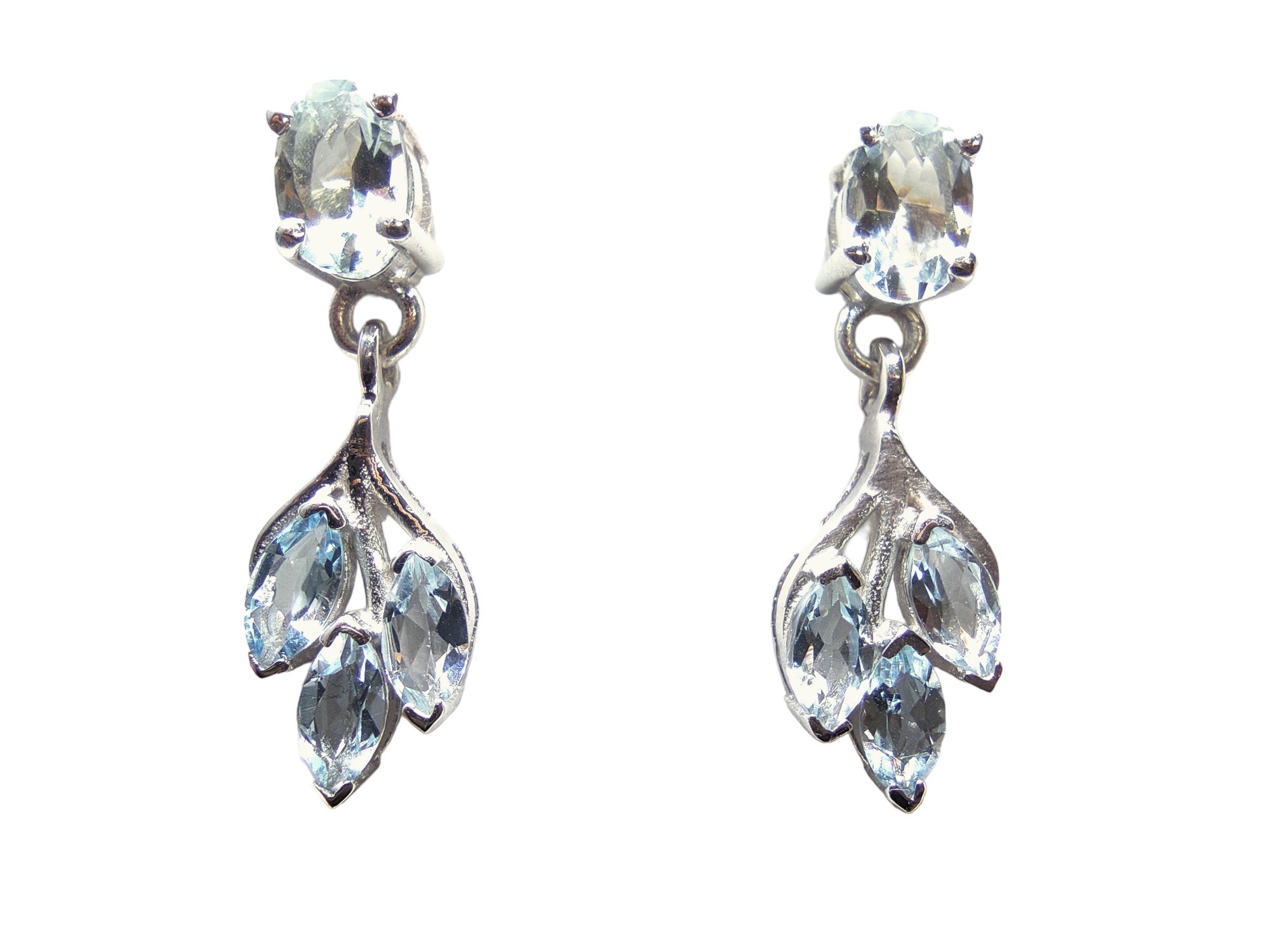 High Quality Aquamarine Earrings 925 Sterling Silver Aquamarine Stud Earrings March Birthstone Bridal Earrings Blue Aquamarine Drop Earrings