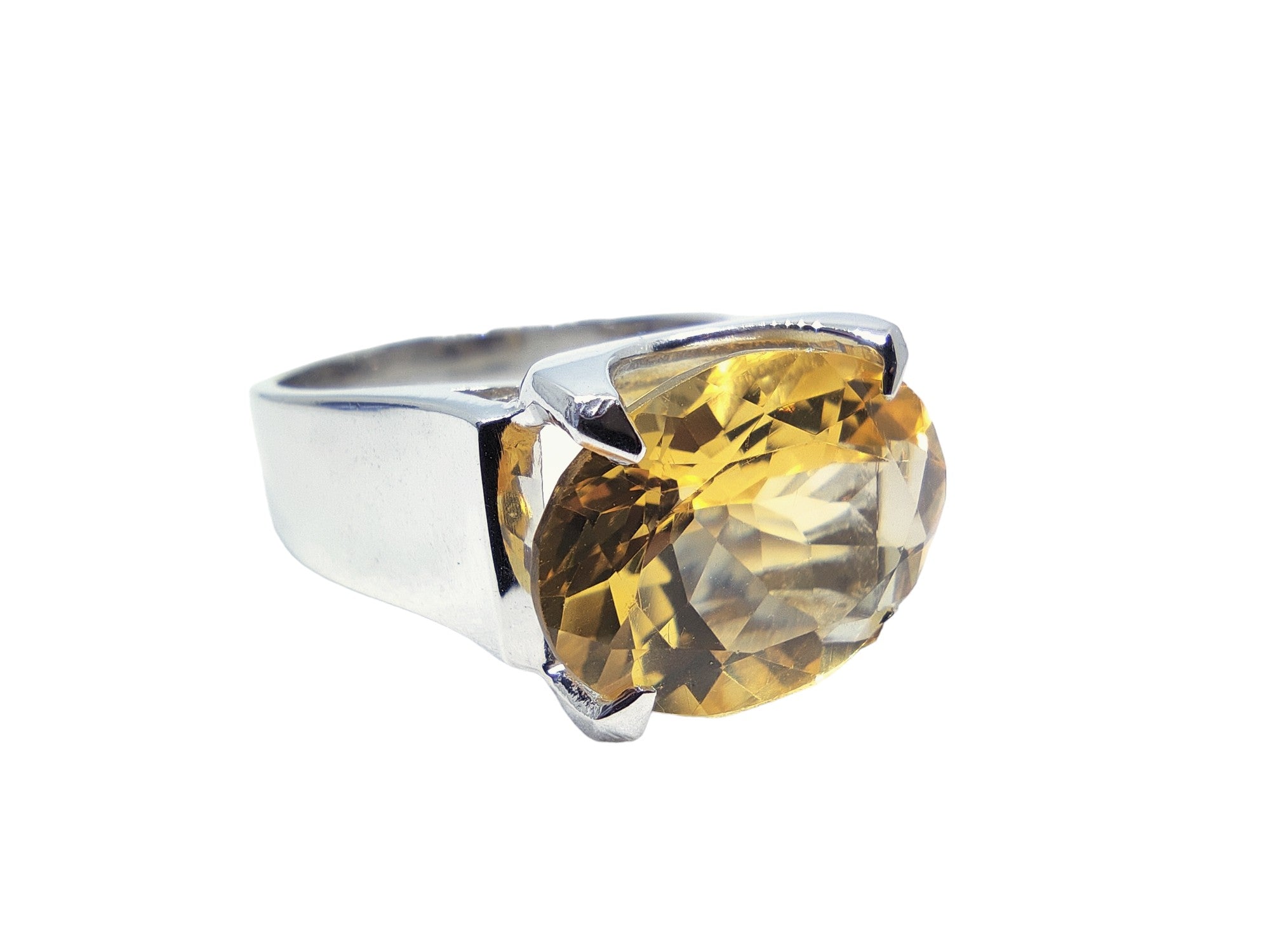 Big Citrine Cocktail Ring 925 Silver Citrine Statement Ring Big Mens Ring 925 Sterling Silver Citrine Birthstone Ring For Mens