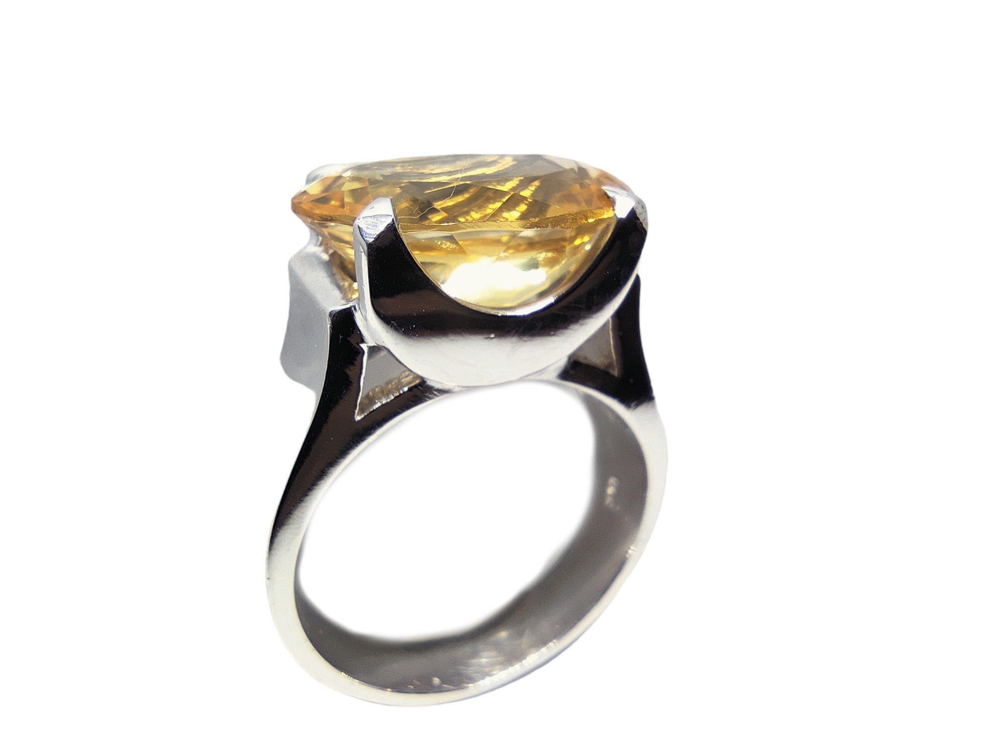 Big Citrine Cocktail Ring 925 Silver Citrine Statement Ring Big Mens Ring 925 Sterling Silver Citrine Birthstone Ring For Mens