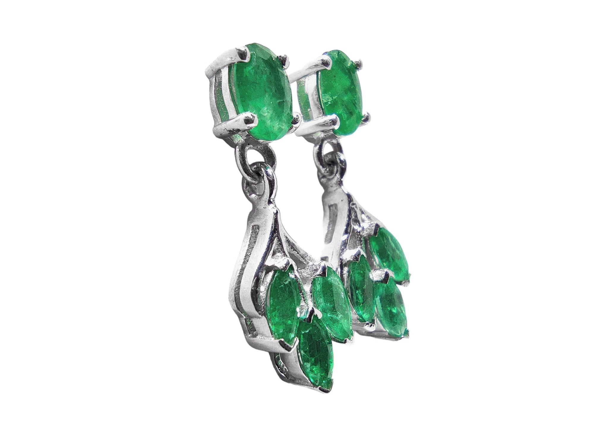 High Quality Emerald Earrings Natural Zambian Emerald Earrings 925 Sterling Silver Emerald Stud Earrings May Birthstone Bridal Earrings