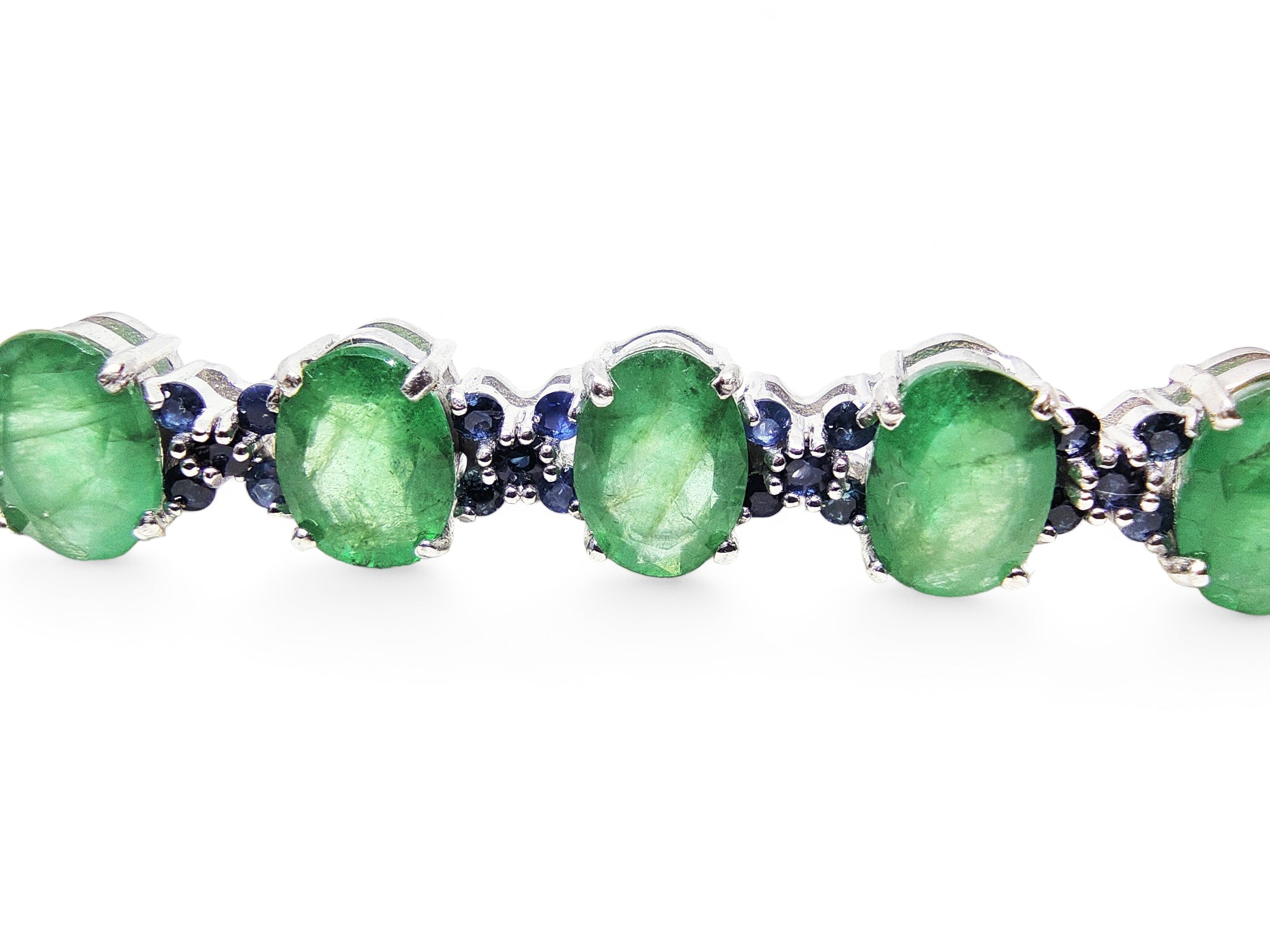 925 Silver Emerald Bridal Bracelet Natural Emerald Sapphire Bridal Bracelet For Her May Birthstone Designer Bridal Bracelet For Her