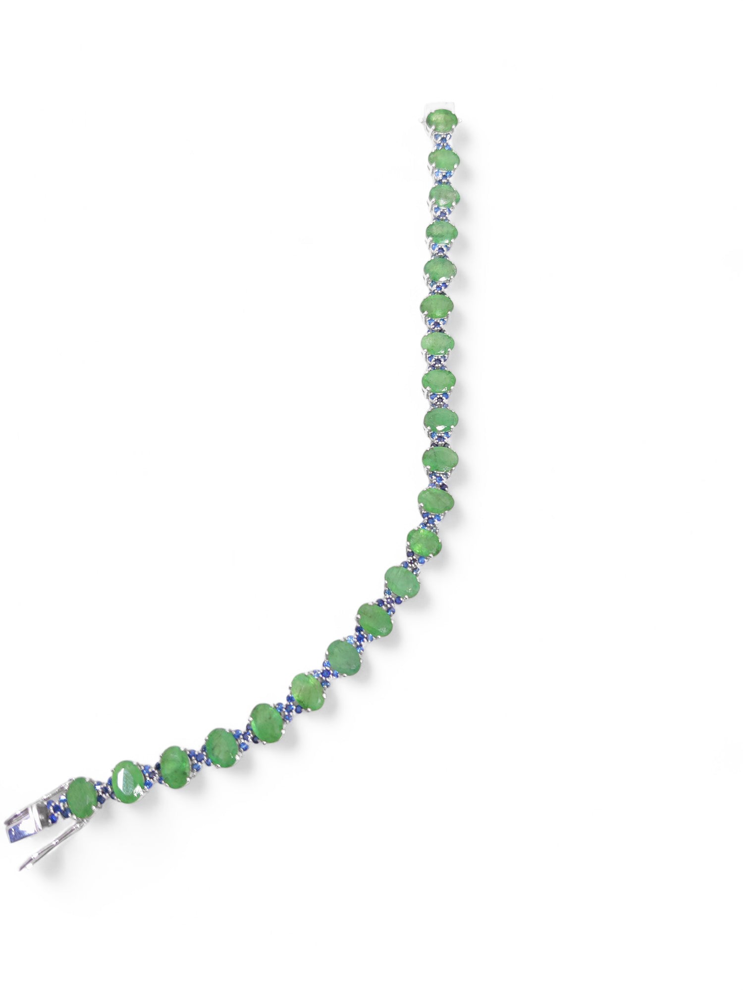 925 Silver Emerald Bridal Bracelet Natural Emerald Sapphire Bridal Bracelet For Her May Birthstone Designer Bridal Bracelet For Her