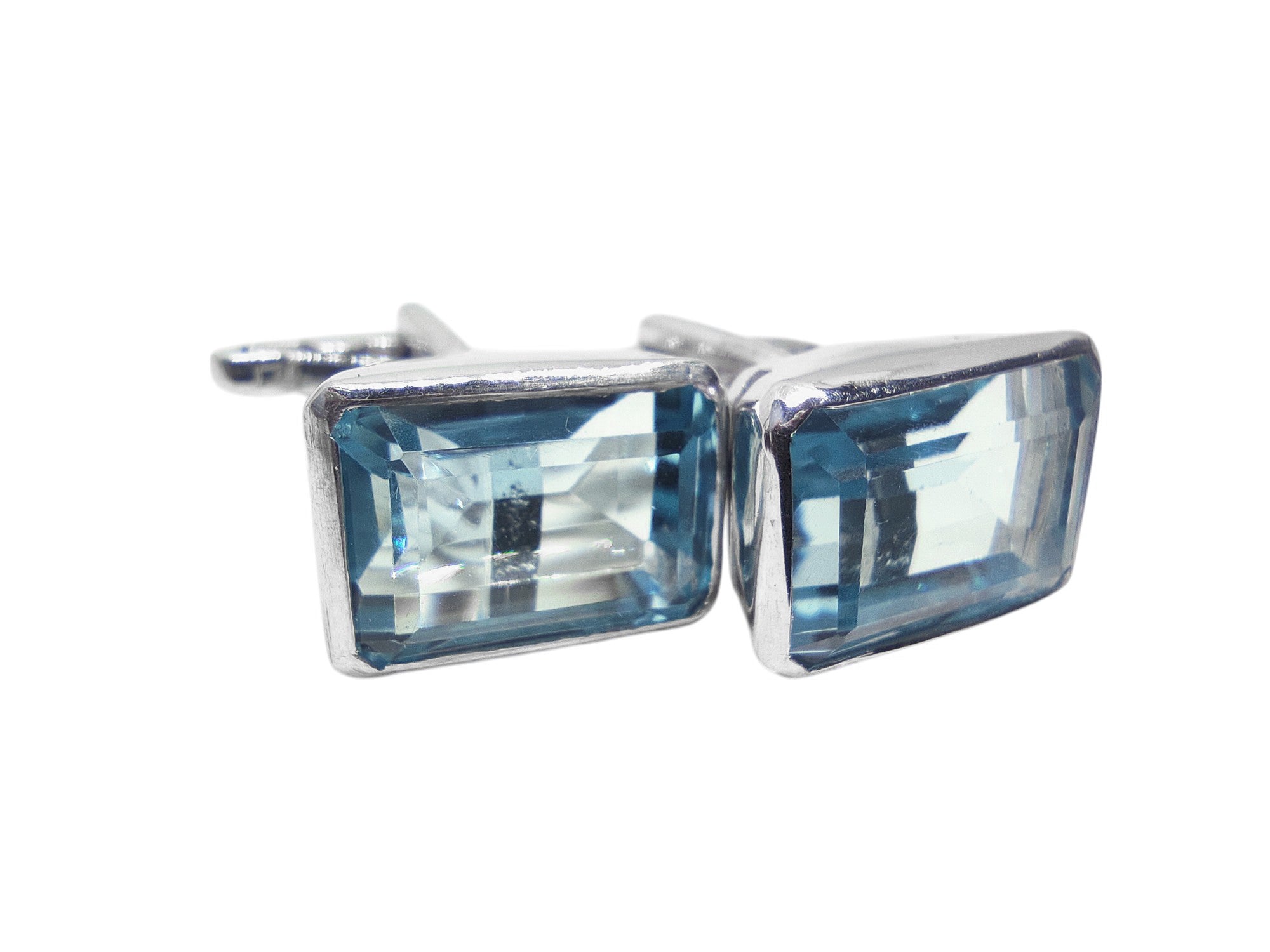 Mens Big Blue Topaz Cufflinks 10x14 mm Octagon Blue Topaz Cufflinks Men 925 Silver Blue Topaz Wedding Cufflink Blue Topaz Groomsmen Cufflink