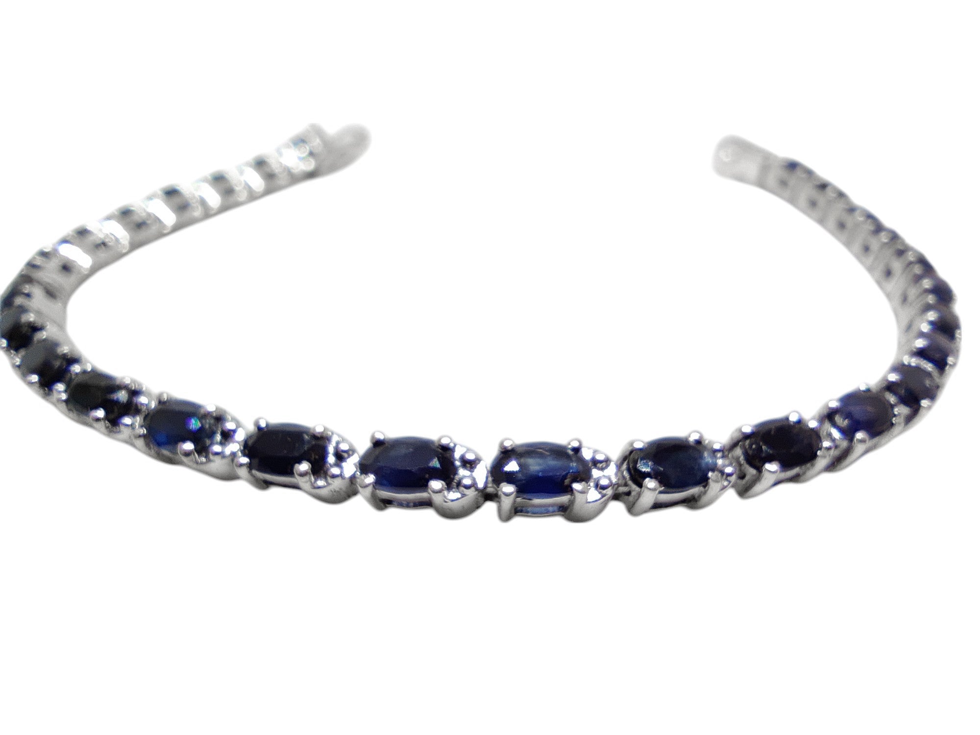 Dainty Natural Blue Sapphire Bracelet 925 Sterling Silver Sapphire Bracelet September Birthstone Bracelet Blue Stone Bracelet 3x5 mm Oval Sapphire Bracelet