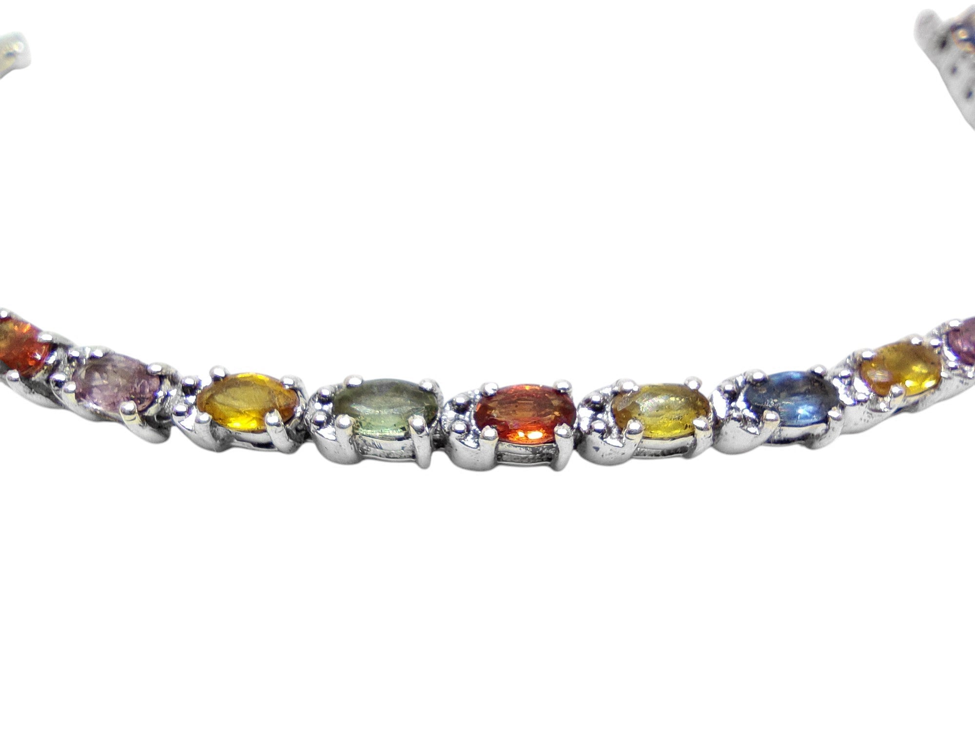 Dainty Multi Tourmaline Bracelet 925 Silver Multi Tourmaline Bracelet Silver Colorful Bracelet Unisex Multi Color Gemstone Bracelet For Her