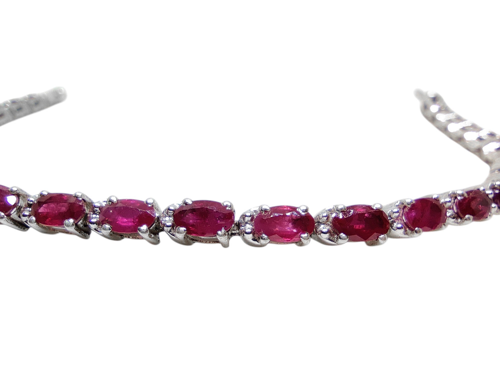Sterling Silver Genuine Ruby Bracelet Natural Ruby Bracelet 3x5 mm Oval Ruby Bracelet Heated Ruby Bracelet July Birthstone Bracelet