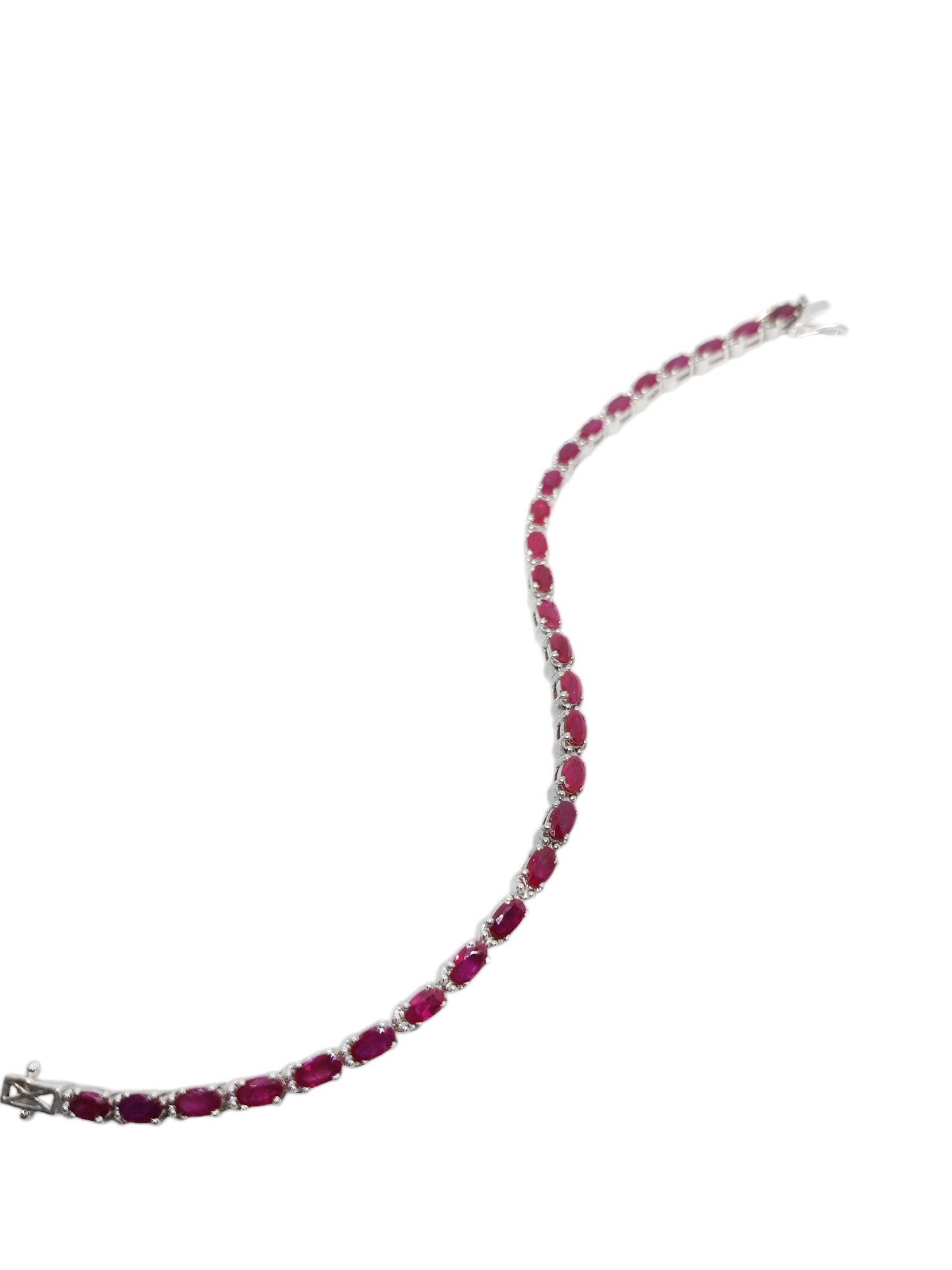 Sterling Silver Genuine Ruby Bracelet Natural Ruby Bracelet 3x5 mm Oval Ruby Bracelet Heated Ruby Bracelet July Birthstone Bracelet