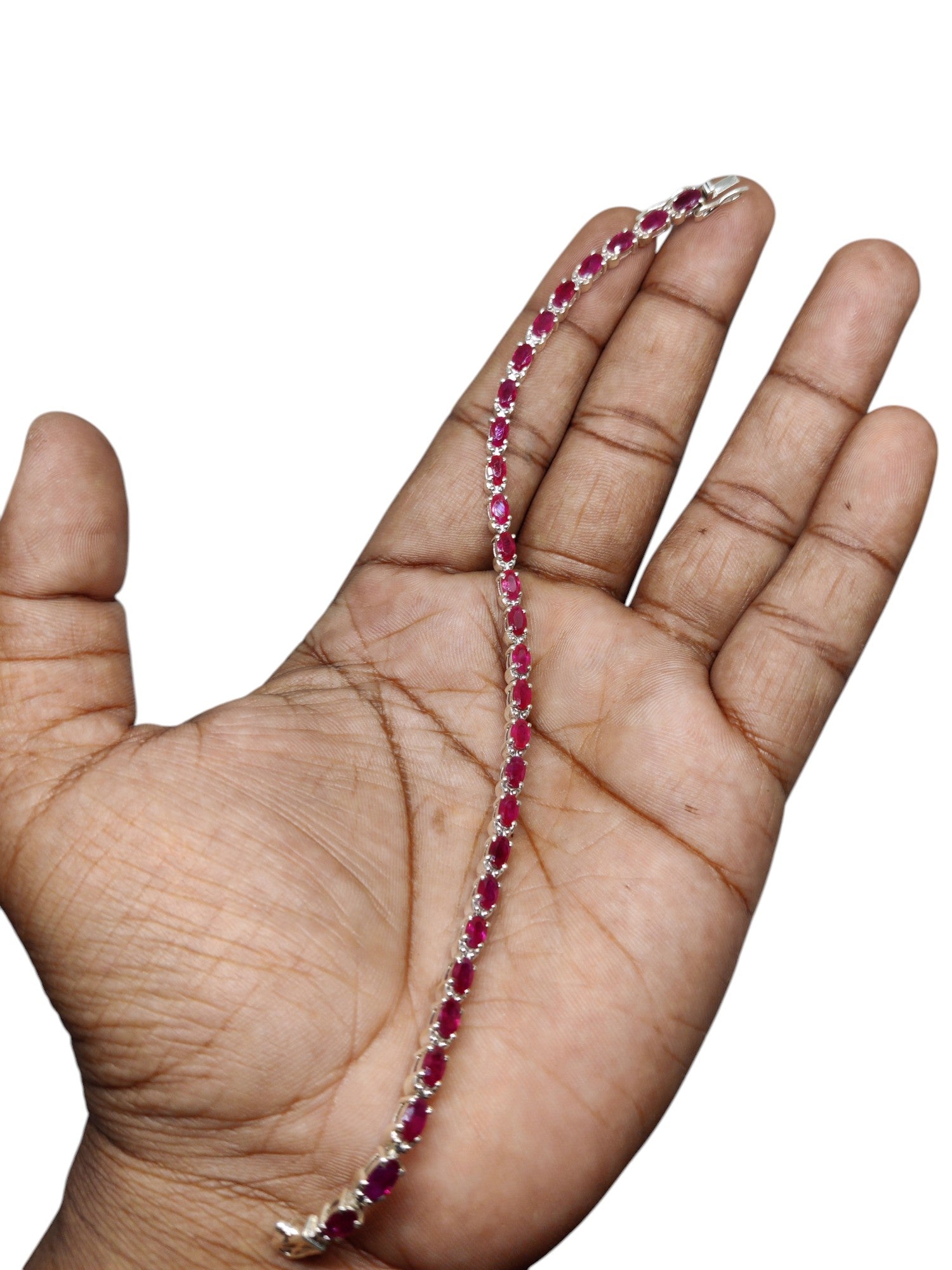 Sterling Silver Genuine Ruby Bracelet Natural Ruby Bracelet 3x5 mm Oval Ruby Bracelet Heated Ruby Bracelet July Birthstone Bracelet