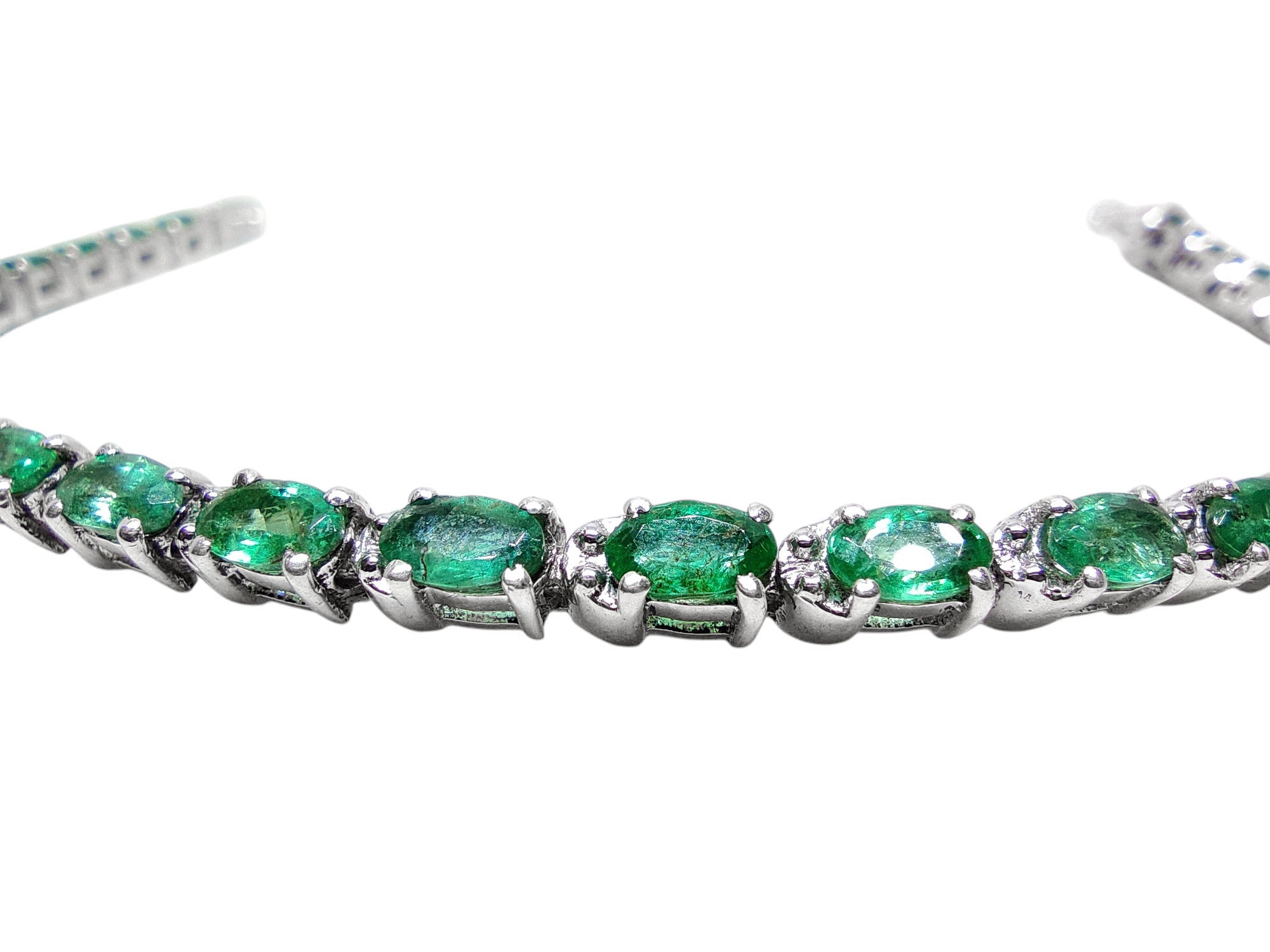 Sterling Silver Genuine Emerald Bracelet Natural Emerald Bracelet 3x5 mm Oval Emerald Bracelet May Birthstone Bracelet Green Emerald Jewelry