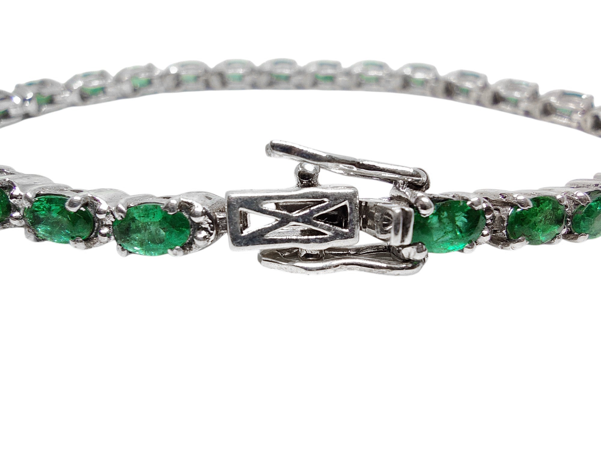 Sterling Silver Genuine Emerald Bracelet Natural Emerald Bracelet 3x5 mm Oval Emerald Bracelet May Birthstone Bracelet Green Emerald Jewelry